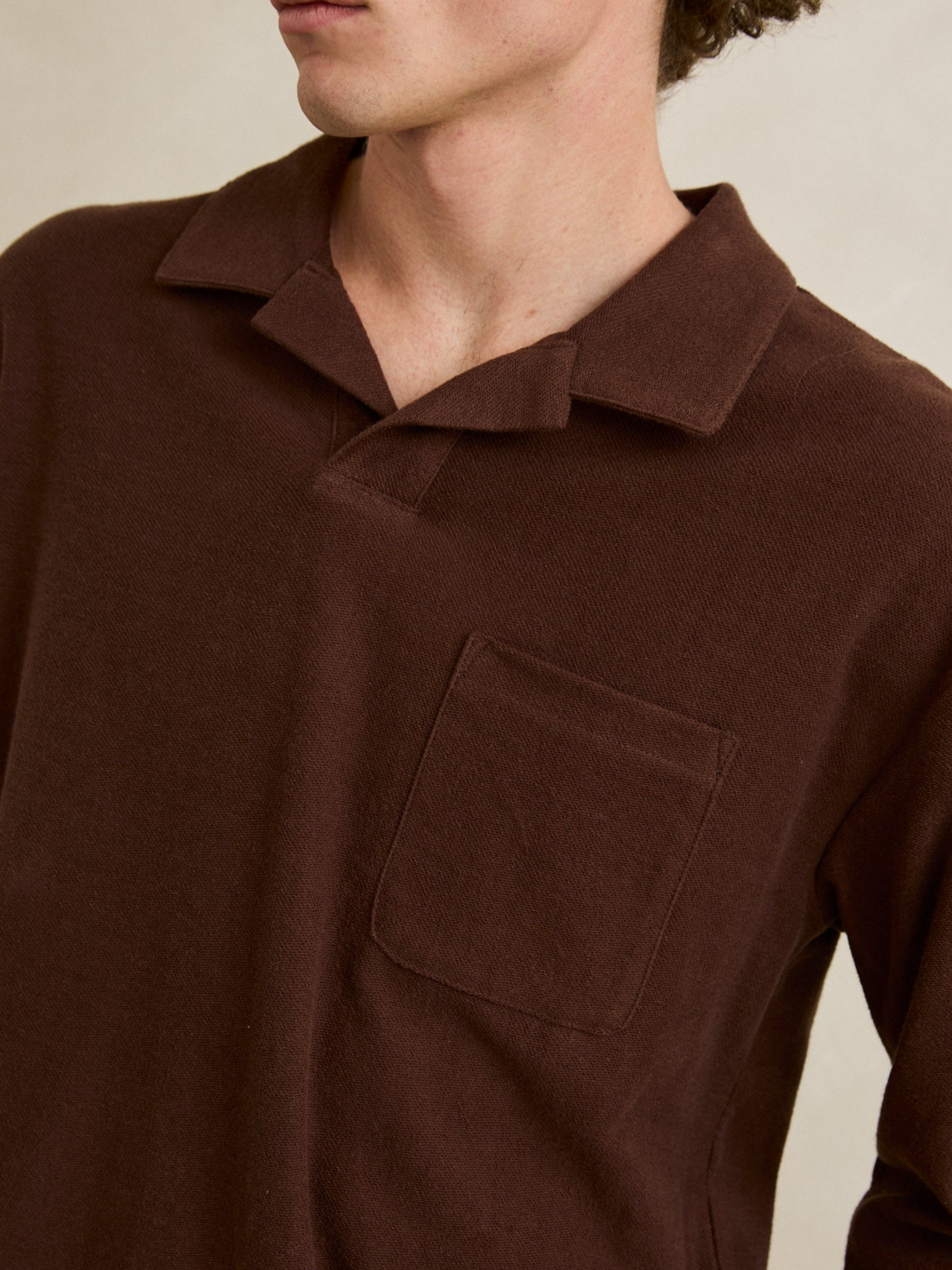 Rhythm Vintage Terry LS Polo - Chocolate