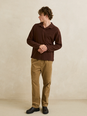 Rhythm Vintage Terry LS Polo - Chocolate