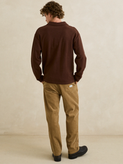 Rhythm Vintage Terry LS Polo - Chocolate