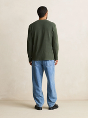 Rhythm Classic Waffle Knit Shirt Forest Green Mens Thermal Base Layer Shirt