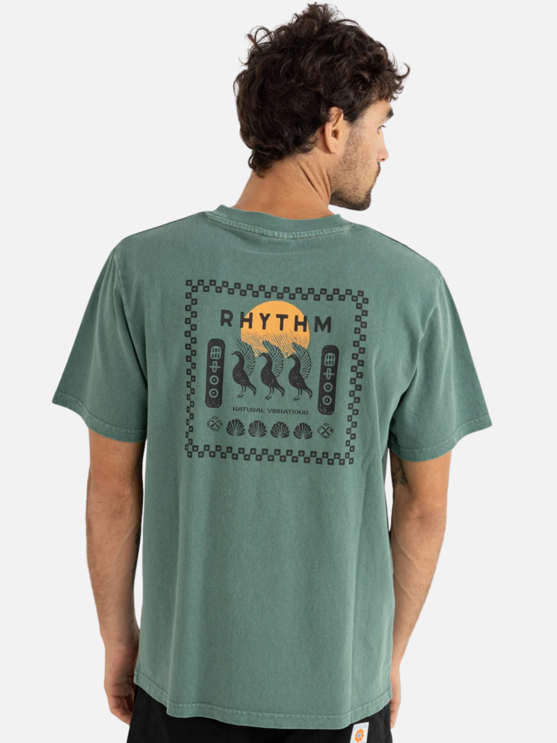 Rhythm Natural Vibrations Vintage SS Short Sleeve T-Shirt Vintage Green Men's Jersey Knit Graphic Tee For Men Athens GA Georgia Kempt Menswear Store Near Me
