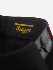 Seager ‘74 Snapback Black Red Racing Inspired Medium Profile Structure Hats For Men Hat for Him Athens GA Georgia Kempt Menswear Store Near Me