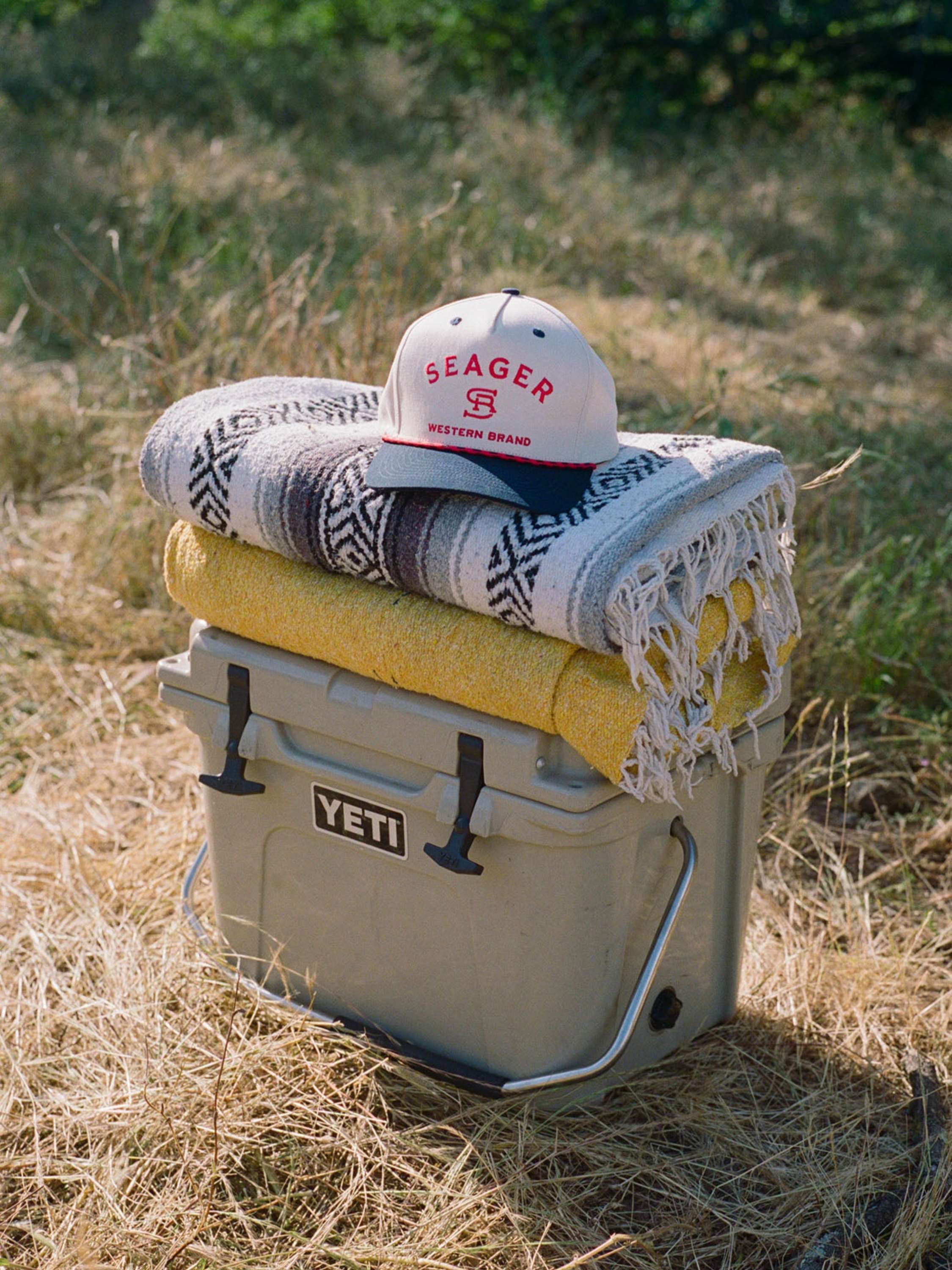 Seager Branded Snapback Hat Cream Navy Athens GA Georgia Kempt Menswear Store Near Me