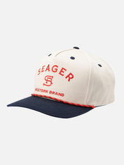 Seager Branded Snapback Hat Cream Navy Athens GA Georgia Kempt Menswear Store Near Me