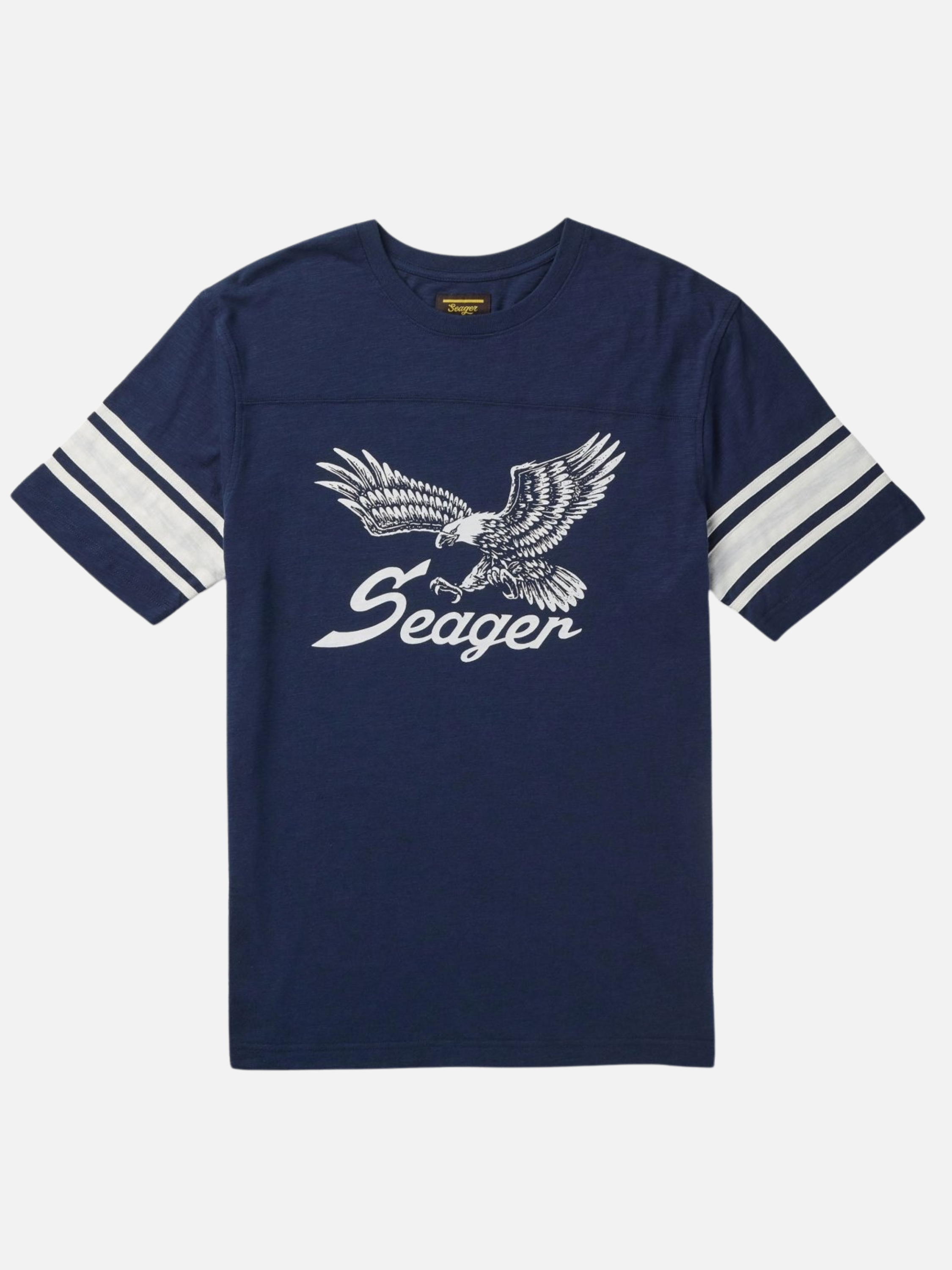 Seager Riggins Crew SS Short Sleeve Tee Graphic Stripe Navy Blue Men’s Top for Men Athens GA Georgia Kempt Menswear Store Near Me