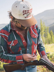 Seager Rodeo Snapback Medium Profile Cream Brown Red Western Accessories Men’s Hats for Men Kempt Athens GA Georgia Kempt Menswear Store Near Me