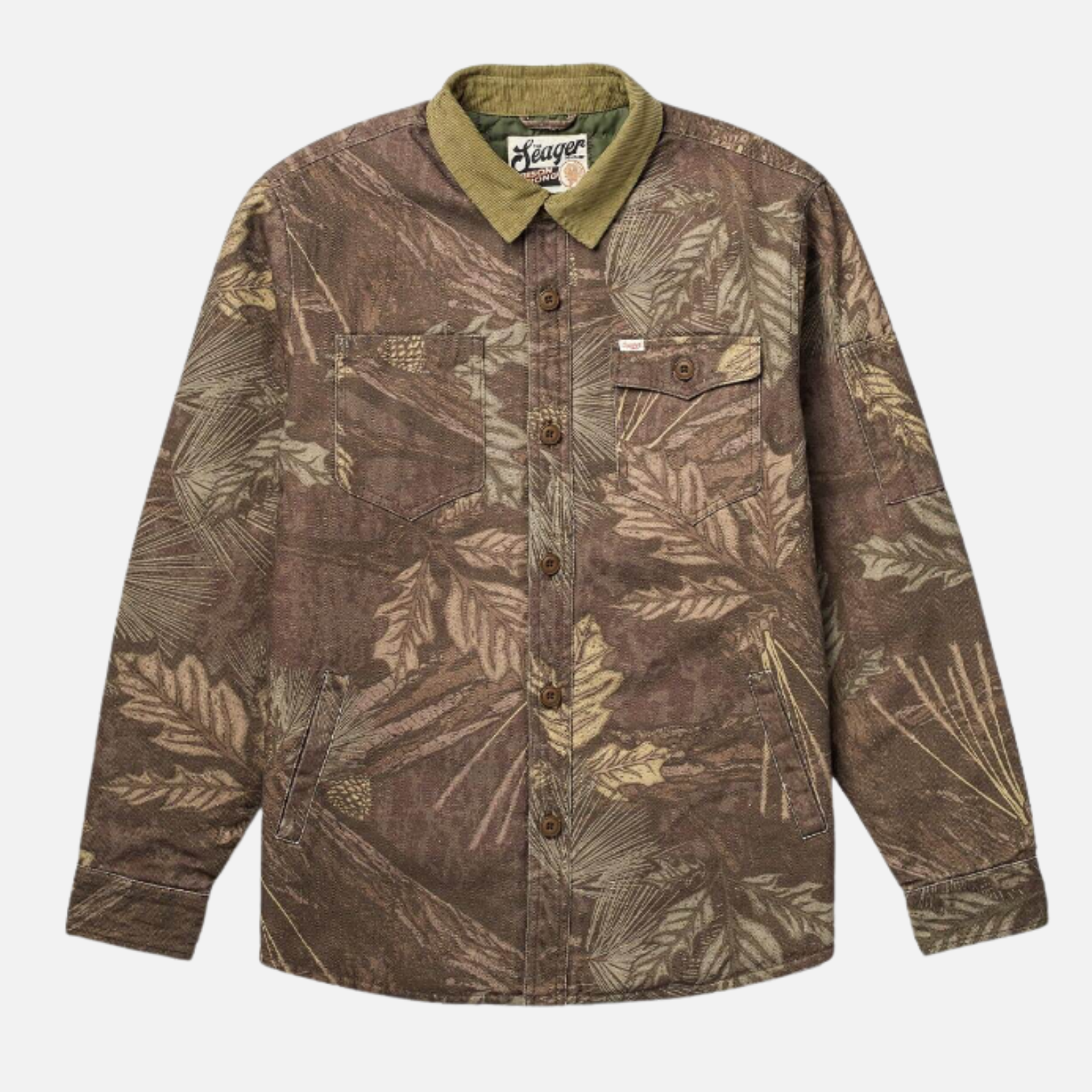 Seager Canvas Cotton Over Shirt Bison Workshirt in Seager Camo - flat front
