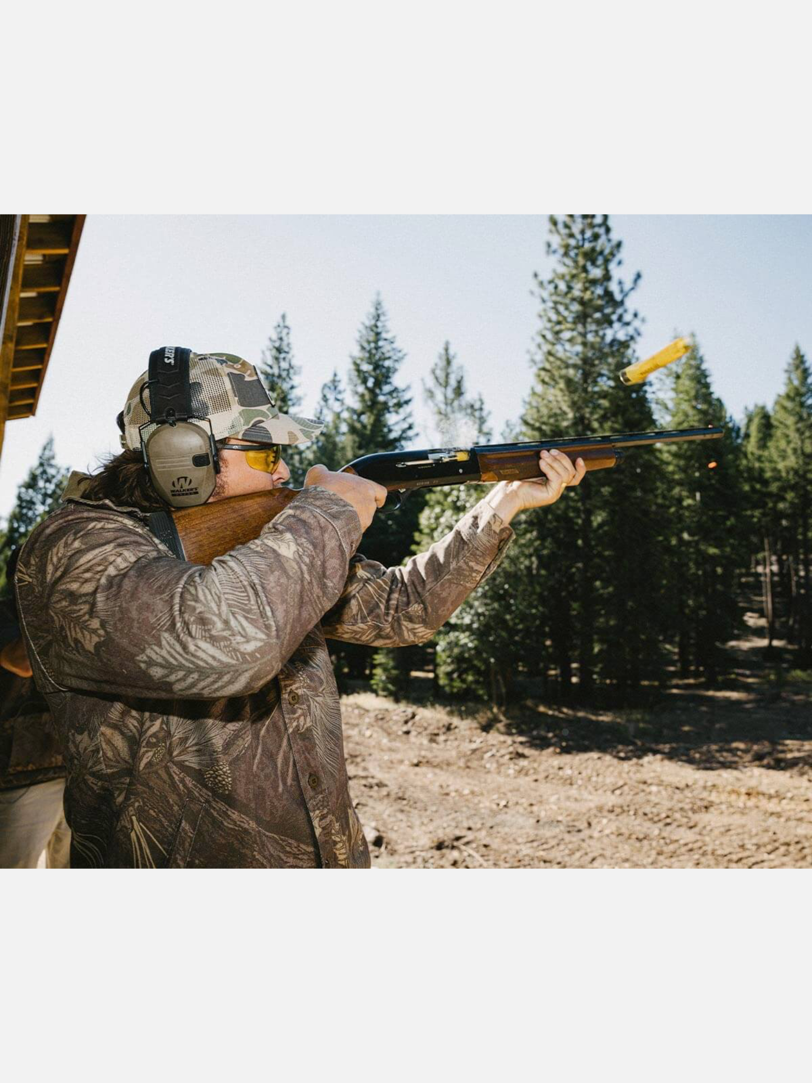Seager Canvas Cotton Over Shirt Bison Workshirt in Seager Camo - model lifestyle side