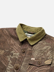 Seager Canvas Cotton Over Shirt Bison Workshirt in Seager Camo - zoom collar