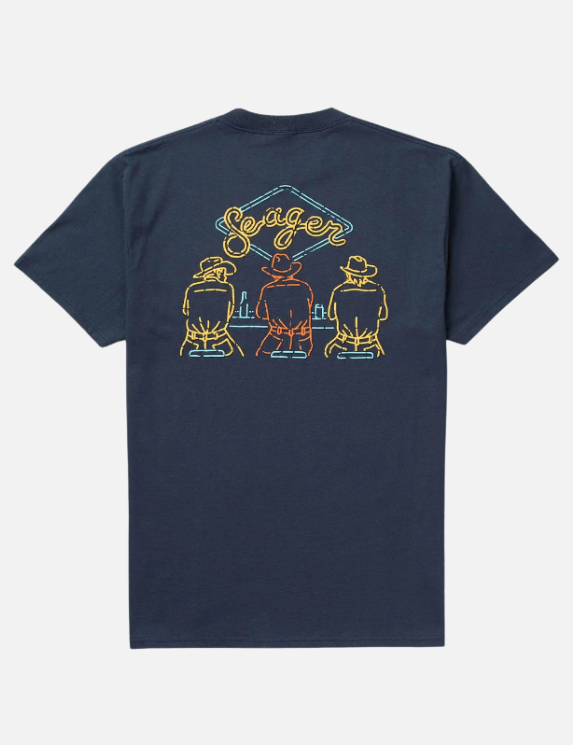 Seager Honky Tonk Tee Navy Blue Graphic T-Shirt for Men Back and Chest Graphics Men’s Tops for Men Seager Western Brand Athens GA Georgia Kempt Menswear Store Near Me