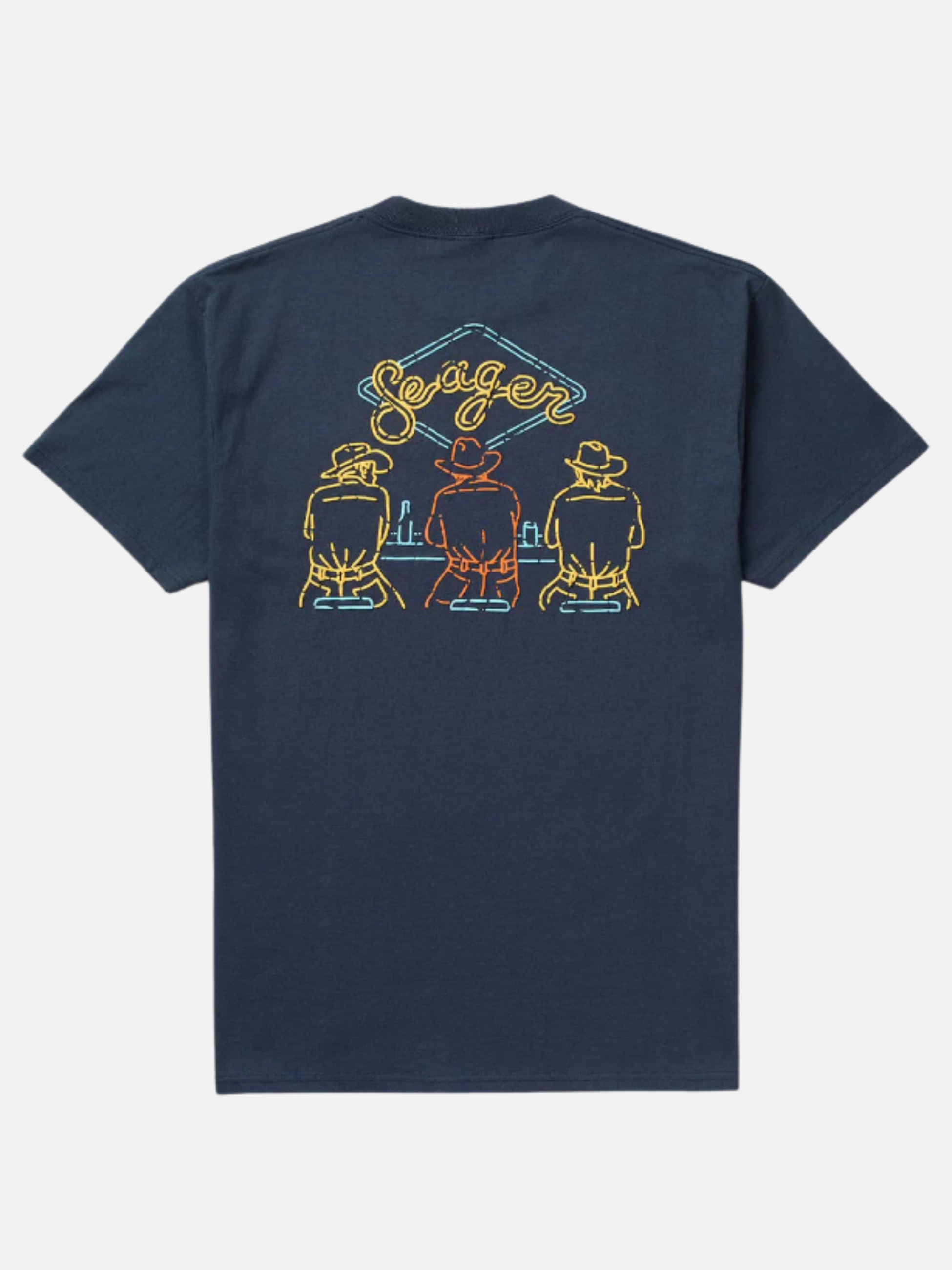 Seager Honky Tonk Tee Navy Blue Graphic T-Shirt for Men Back and Chest Graphics Men’s Tops for Men Seager Western Brand Athens GA Georgia Kempt Menswear Store Near Me