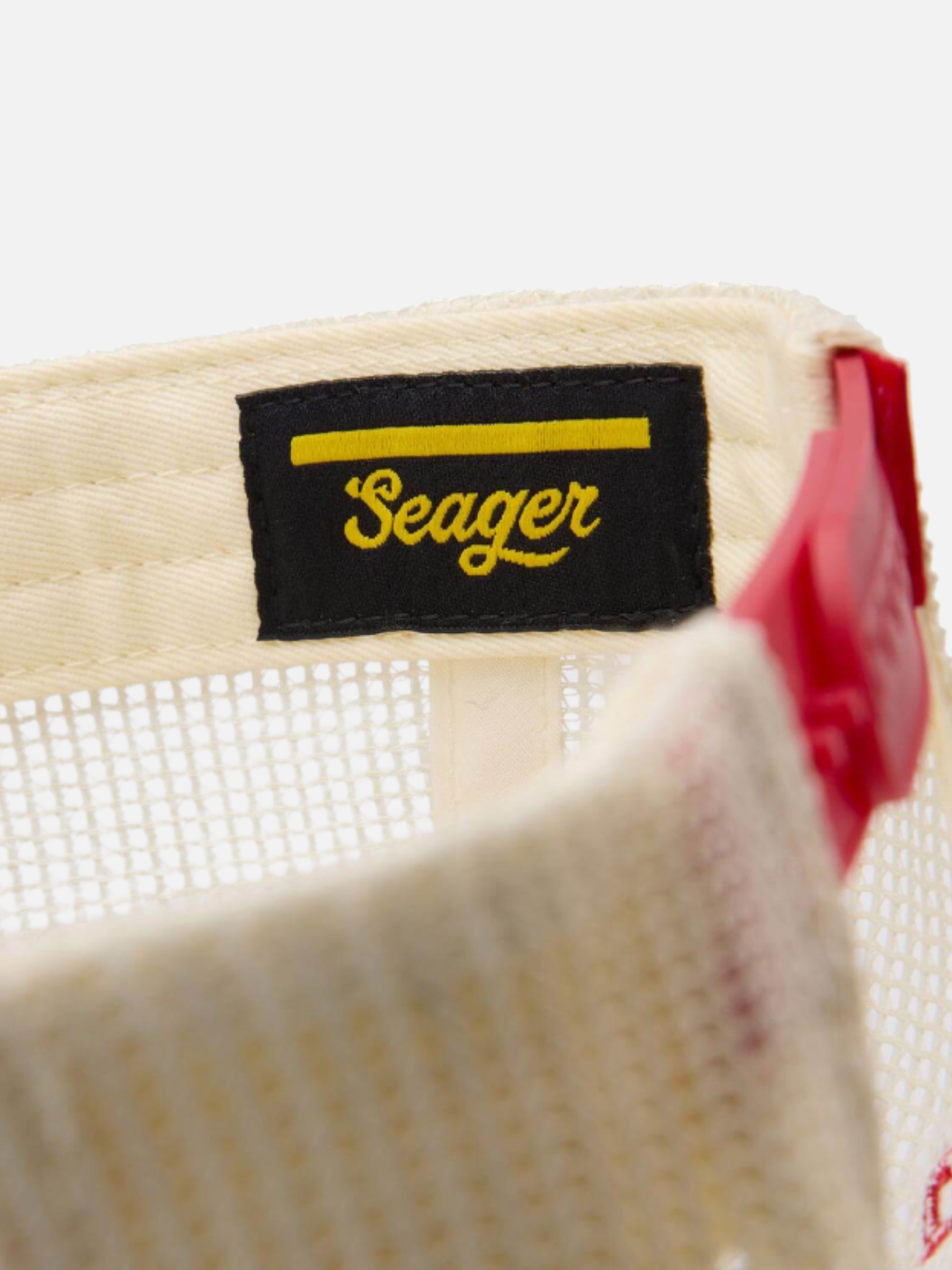 Seager Keep It Country Mesh Trucker Hat Cream Red Patch High Profile Two Tone Hats for Guys Men’s Accessories for Men Athens GA Georgia Kempt Menswear Store Near Me