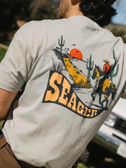 Seager Long Ride Tee Desert Green Graphic T-Shirt for Men Back and Chest Graphics Men’s Tops for Men Seager Western Brand Athens GA Georgia Kempt Menswear Store Near Me