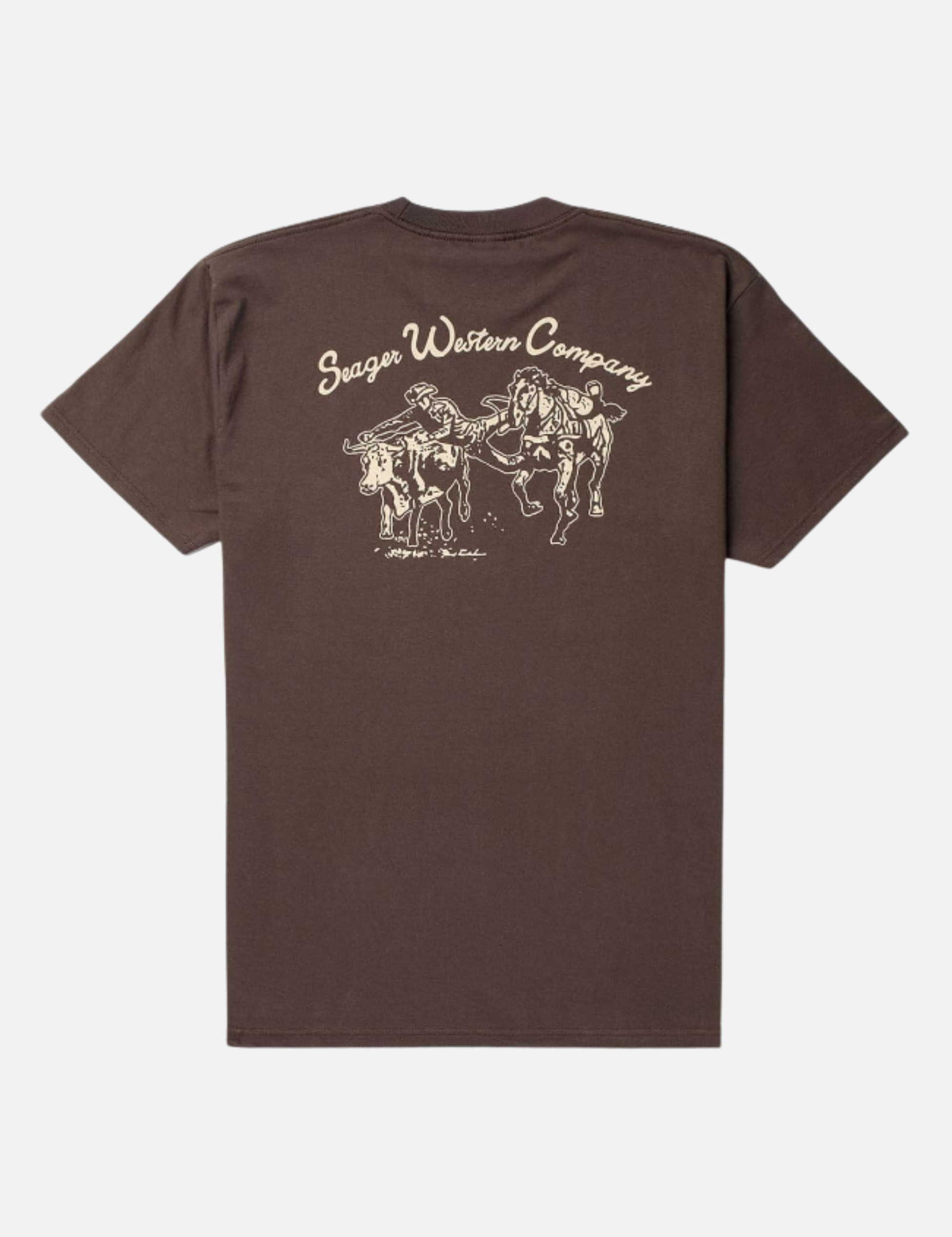 Seager Los Rios Tee Java Brown Graphic T-Shirt for Men Back and Chest Graphics Men’s Tops for Men Seager Western Brand Athens GA Georgia Kempt Menswear Store Near Me