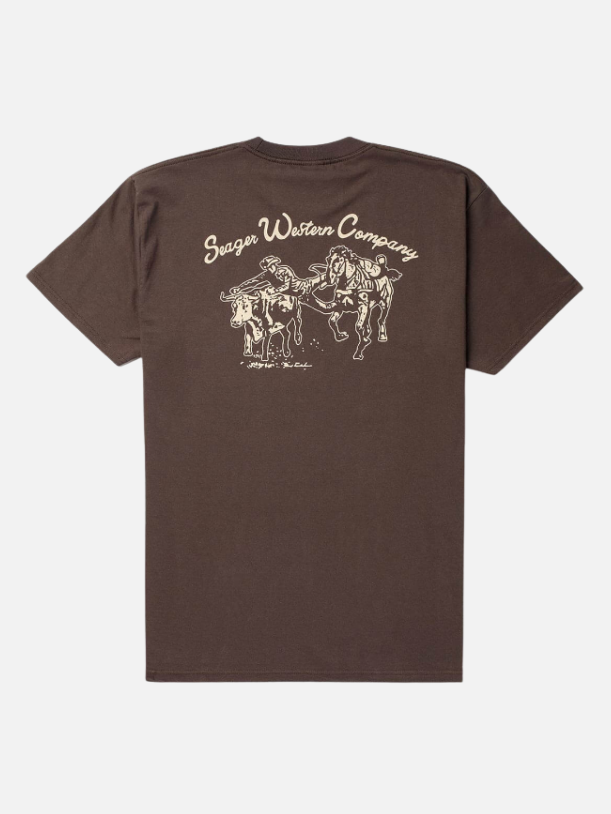 Seager Los Rios Tee Java Brown Graphic T-Shirt for Men Back and Chest Graphics Men’s Tops for Men Seager Western Brand Athens GA Georgia Kempt Menswear Store Near Me