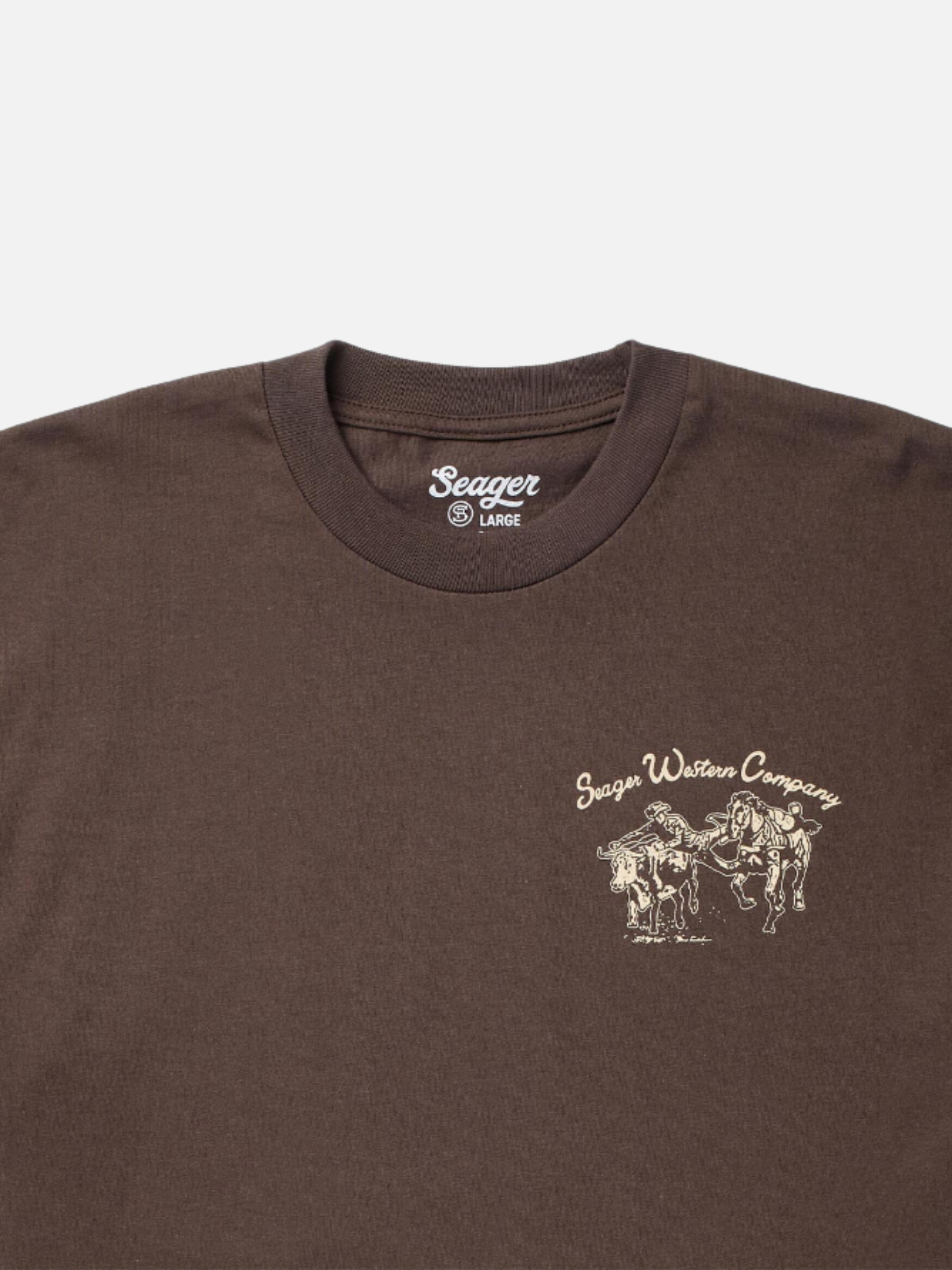 Seager Los Rios Tee Java Brown Graphic T-Shirt for Men Back and Chest Graphics Men’s Tops for Men Seager Western Brand Athens GA Georgia Kempt Menswear Store Near Me