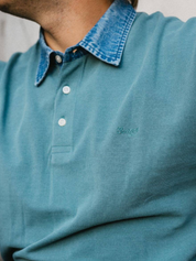 Seager Western Brand Mallet Polo Evergreen Denim Collar Casual Summer Polo for Men Men’s Tops for Guy Athens GA Georgia Kempt Menswear Store Near Me