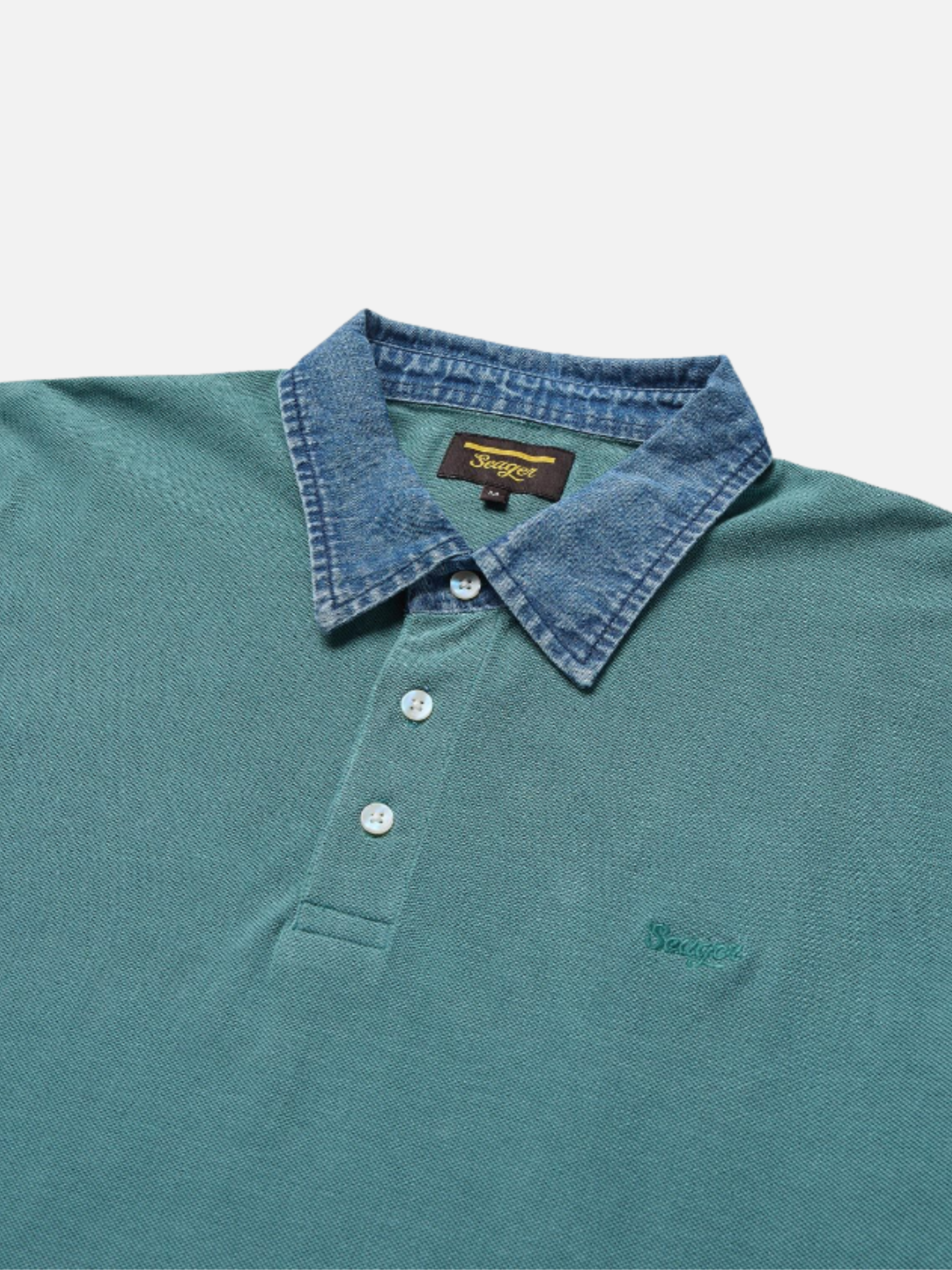 Seager Western Brand Mallet Polo Evergreen Denim Collar Casual Summer Polo for Men Men’s Tops for Guy Athens GA Georgia Kempt Menswear Store Near Me