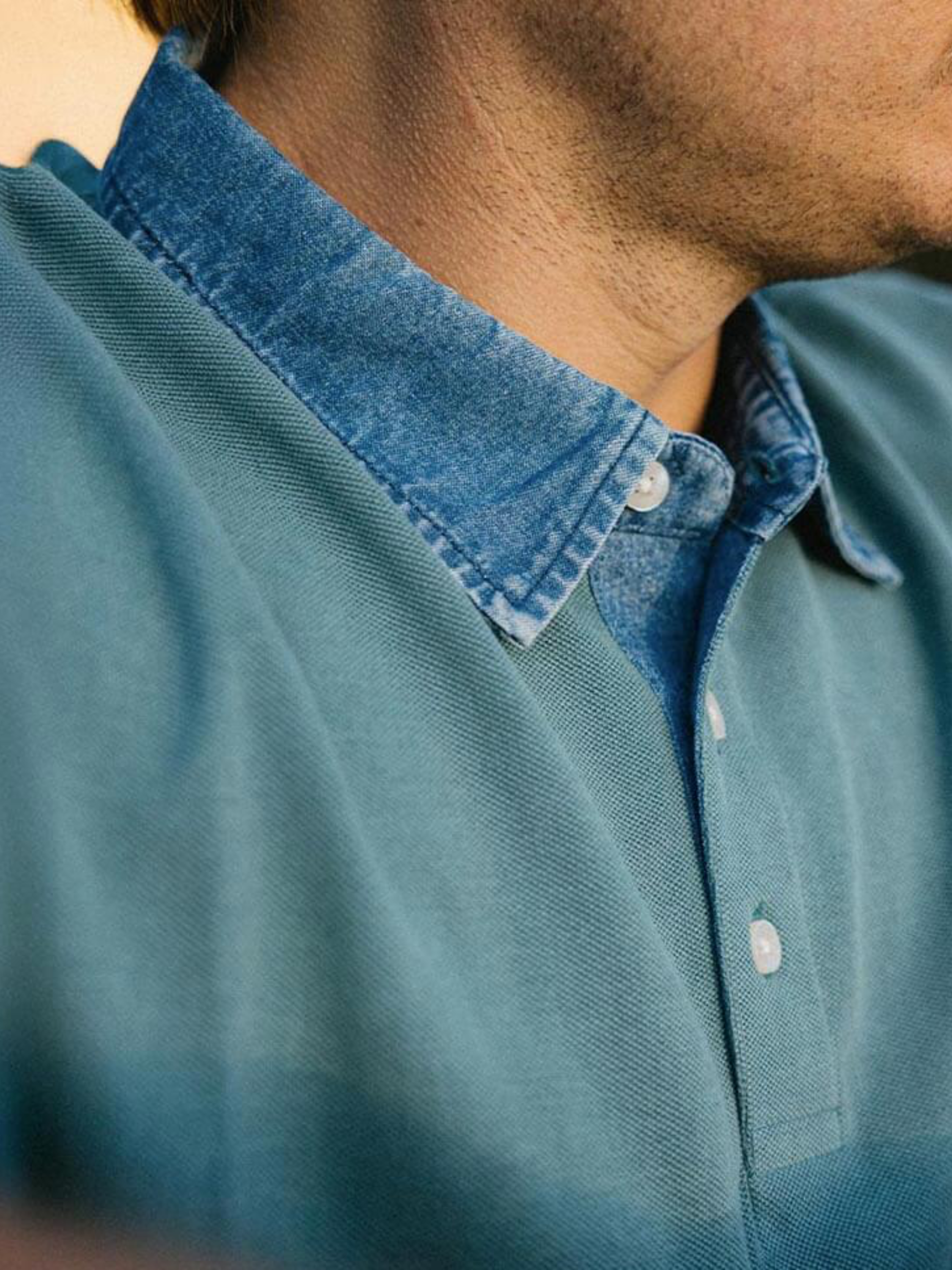 Seager Western Brand Mallet Polo Evergreen Denim Collar Casual Summer Polo for Men Men’s Tops for Guy Athens GA Georgia Kempt Menswear Store Near Me