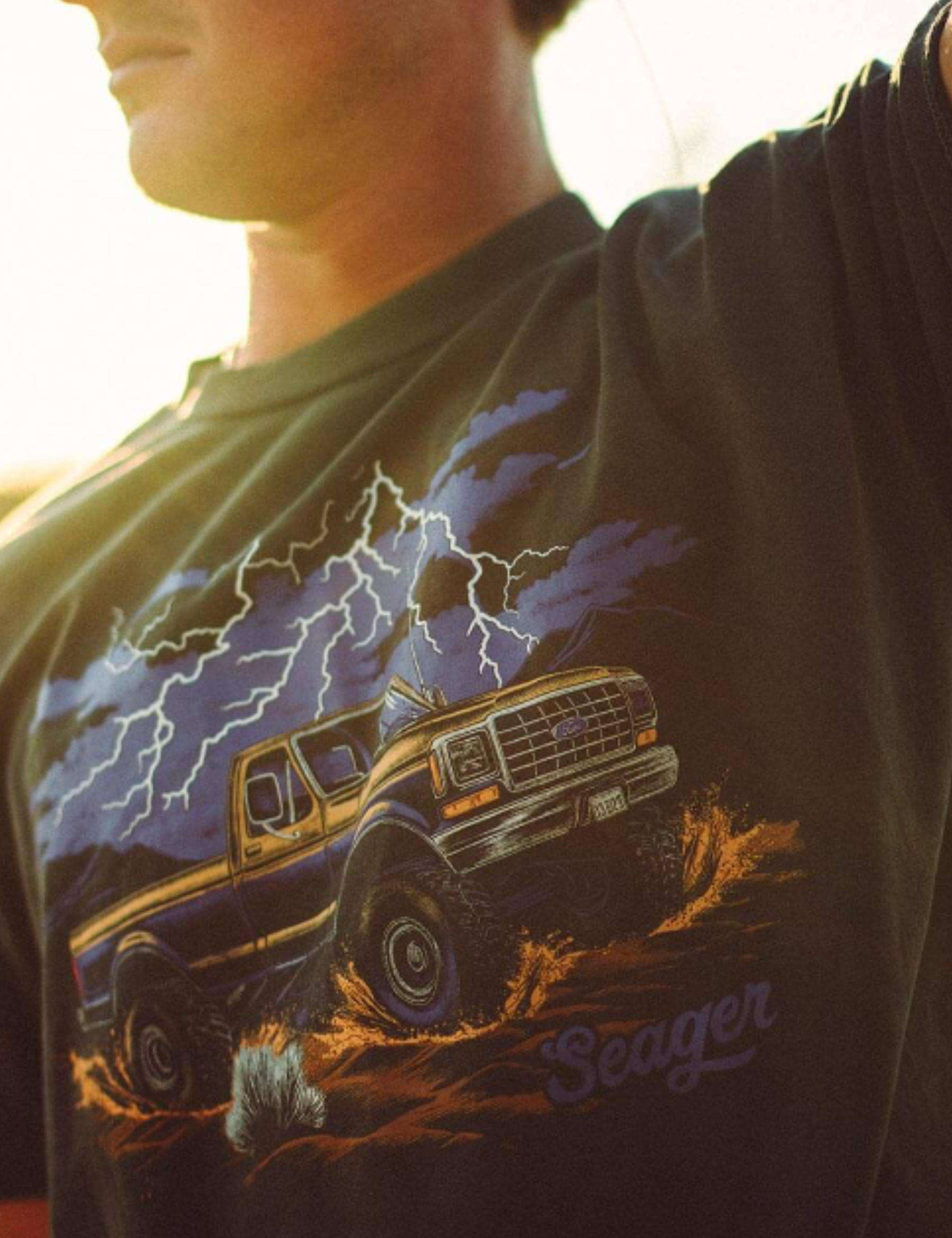 Seager Premium Tee Mud Romp Graphic T-Shirt Pigment Black Washed Out Vintage Style Tee Shirt for Men Spring Summer Men’s Front Graphic Shirt Seager Western Brand Athens GA Georgia Kempt Menswear Store Near Me