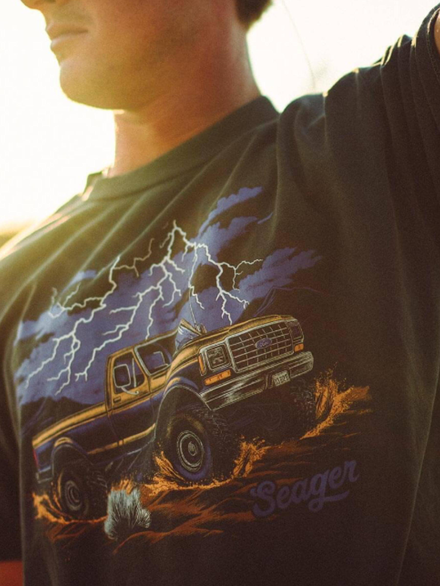 Seager Premium Tee Mud Romp Graphic T-Shirt Pigment Black Washed Out Vintage Style Tee Shirt for Men Spring Summer Men’s Front Graphic Shirt Seager Western Brand Athens GA Georgia Kempt Menswear Store Near Me