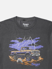 Seager Premium Tee Mud Romp Graphic T-Shirt Pigment Black Washed Out Vintage Style Tee Shirt for Men Spring Summer Men’s Front Graphic Shirt Seager Western Brand Athens GA Georgia Kempt Menswear Store Near Me