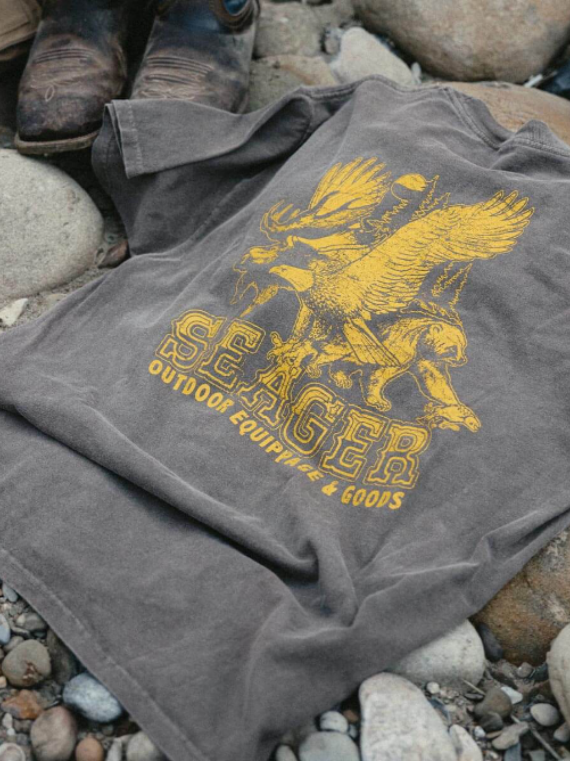 Seager Premium Reserve Tee Pigment Brown Graphic T-Shirt for Men Back and Chest Graphics Men’s Tops for Men Seager Western Brand Athens GA Georgia Kempt Menswear Store Near Me