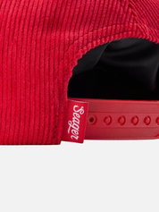 Seager Corduroy Ramblin’ Woman Snapback Hat in Red -  back zoom