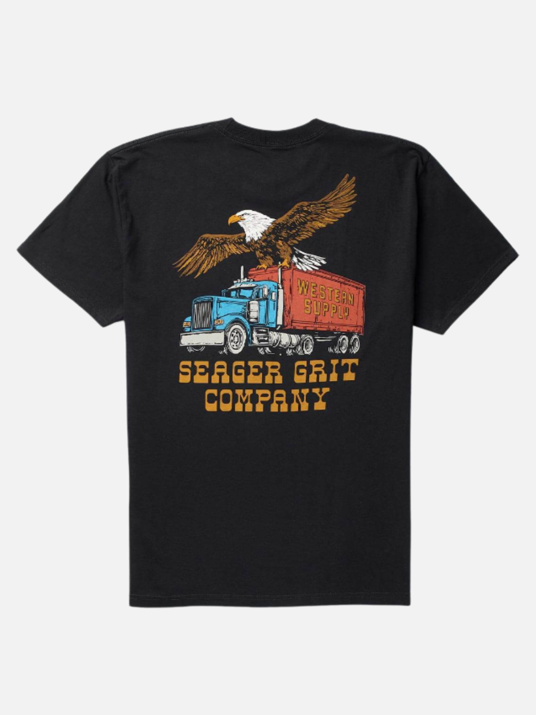 Seager SGR Big Rig Graphic T-Shirt Black  Vintage Style Tee Shirt for Men Spring Summer Men’s Back Graphic Shirt Seager Western Brand Athens GA Georgia Kempt Menswear Store Near Me