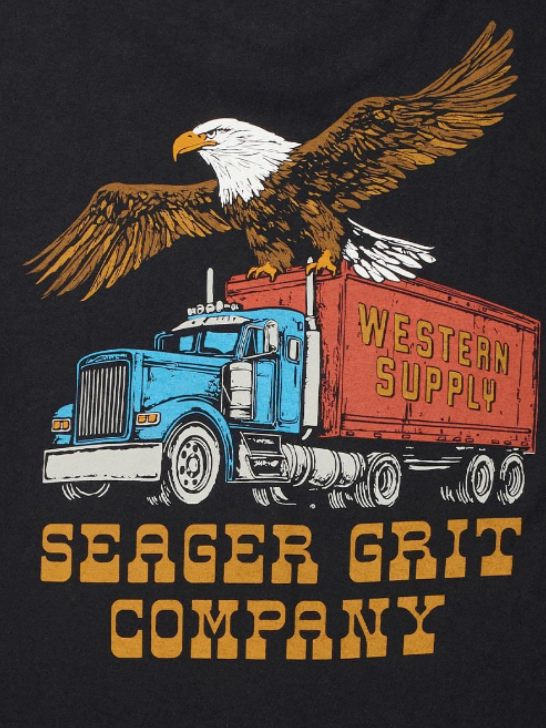 Seager SGR Big Rig Graphic T-Shirt Black  Vintage Style Tee Shirt for Men Spring Summer Men’s Back Graphic Shirt Seager Western Brand Athens GA Georgia Kempt Menswear Store Near Me