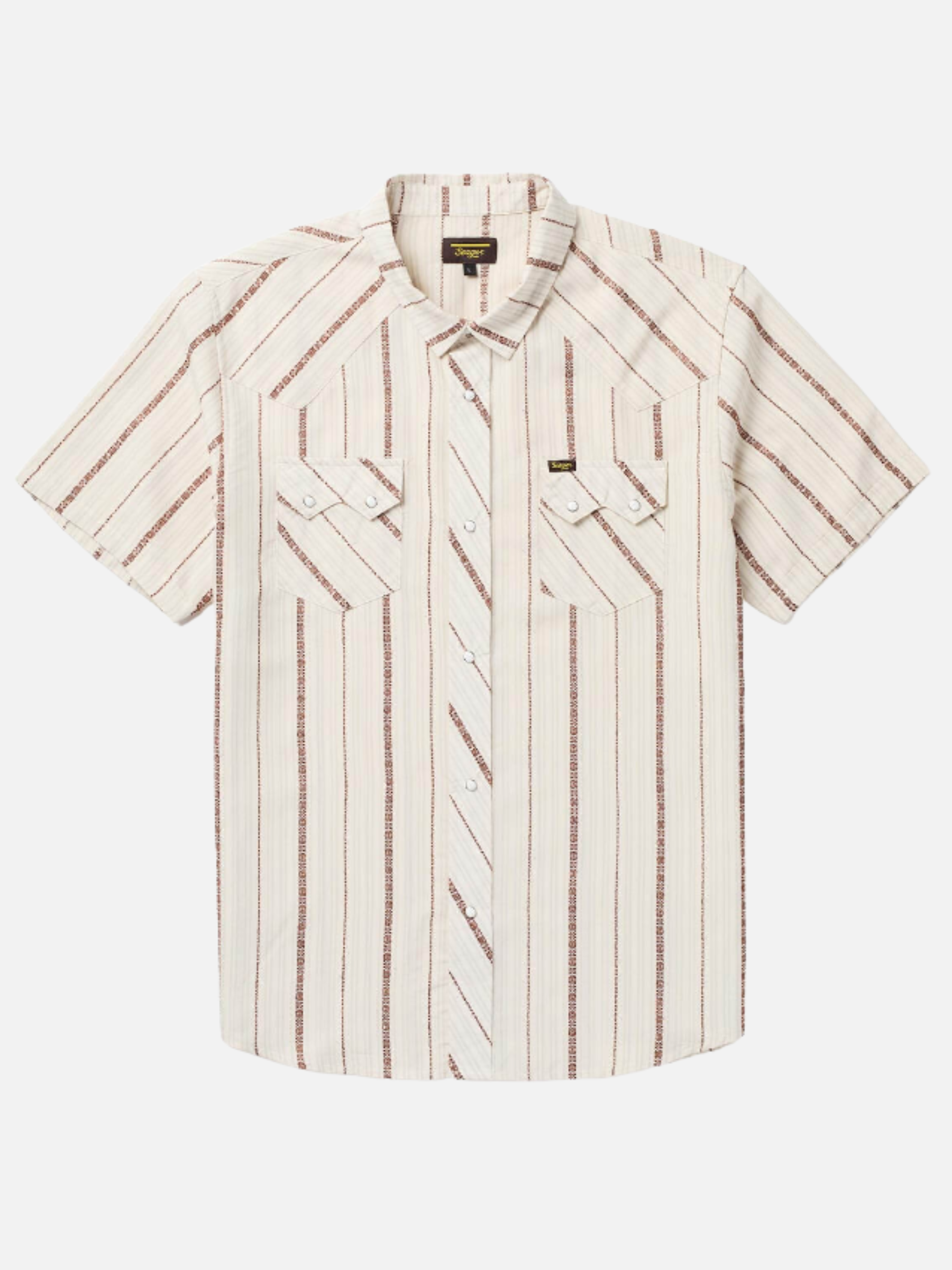 Seager Sawtoof Azteca Shirt Button Down Men’s Top Aztec Print SS Short Sleeve Shirt for Men Cream Red Athens GA Georgia Kempt Menswear Store Near Me