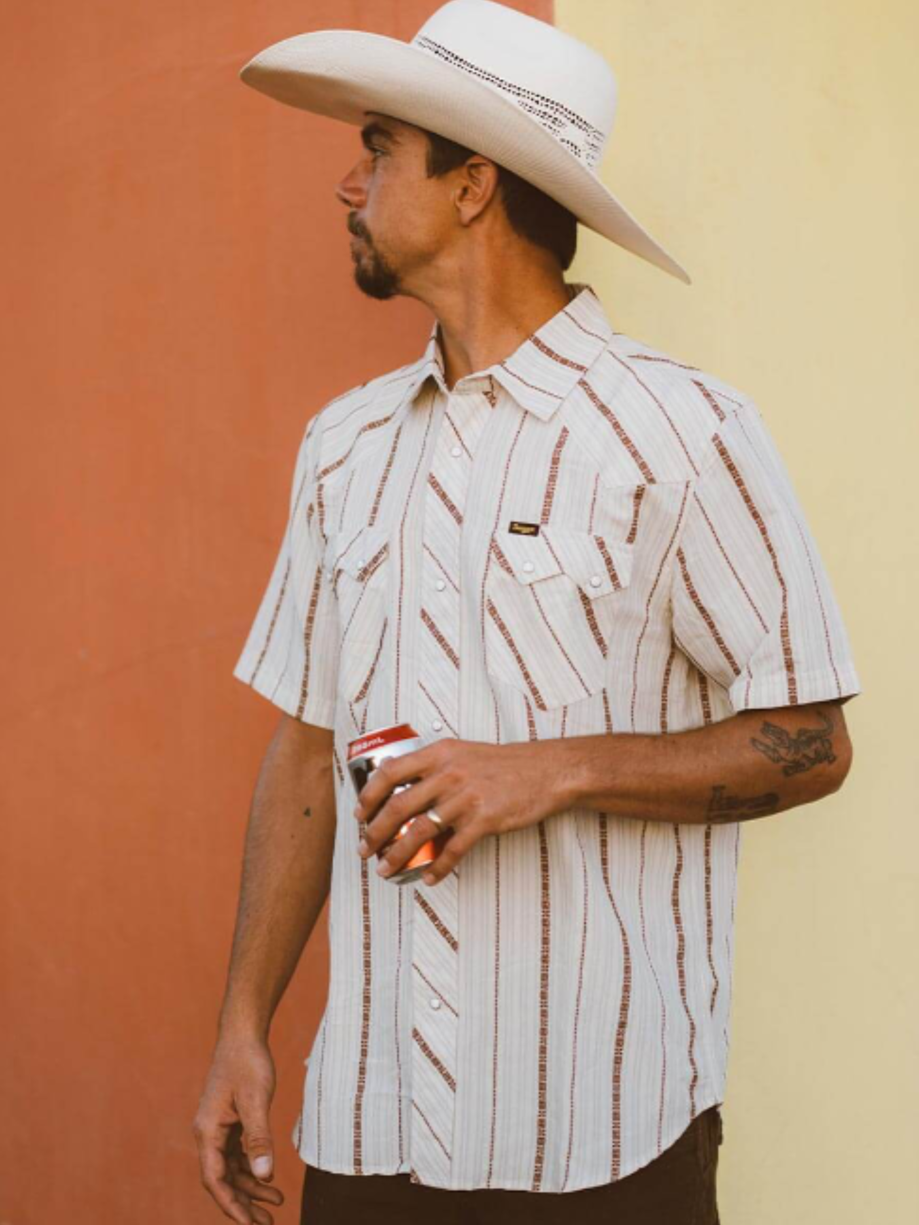 Seager Sawtoof Azteca Shirt Button Down Men’s Top Aztec Print SS Short Sleeve Shirt for Men Cream Red Athens GA Georgia Kempt Menswear Store Near Me