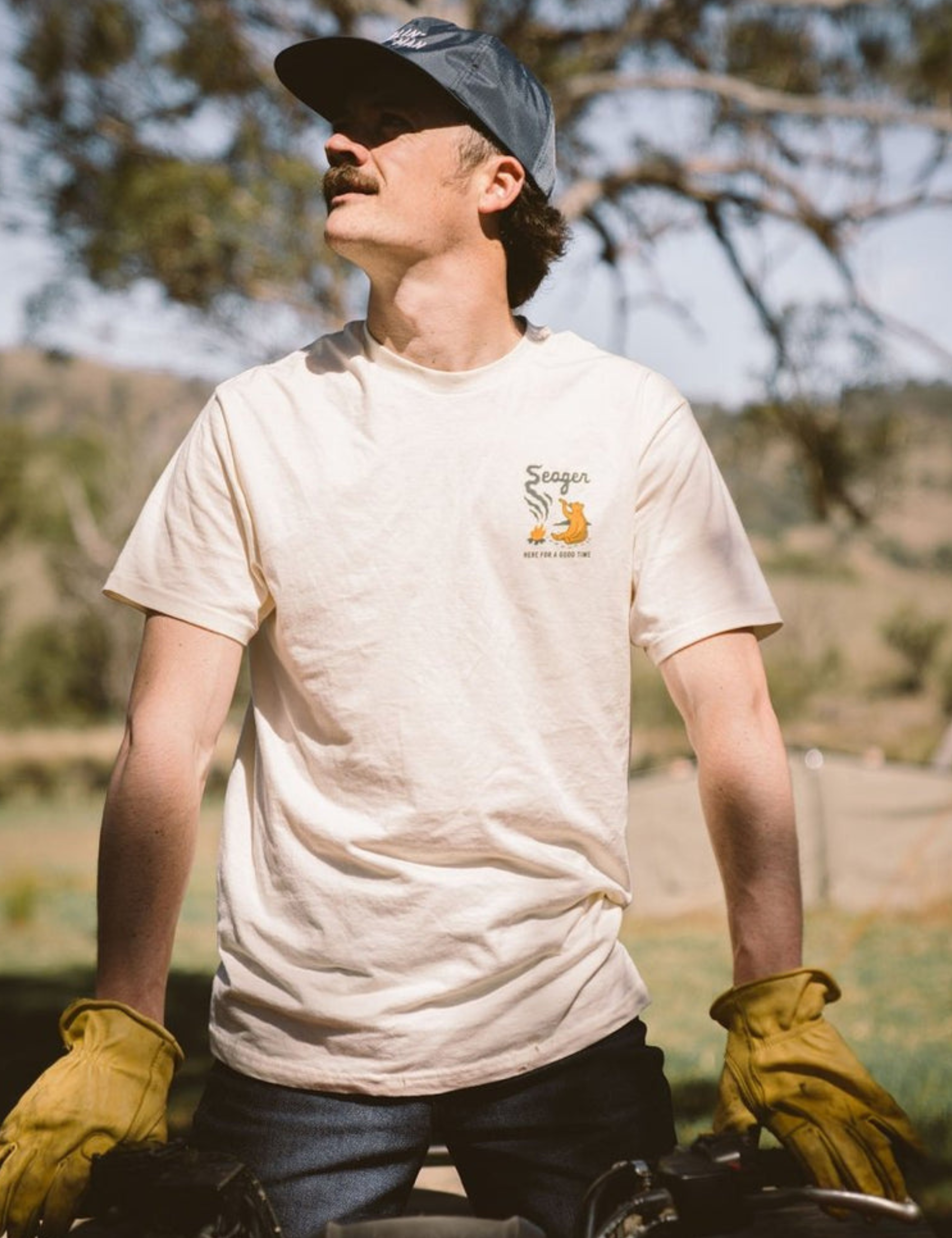 Seager Smokey Graphic T-Shirt Cream Tee Shirt for Men Spring Summer Men’s Back Graphic Shirt Seager Western Brand Athens GA Georgia Kempt Menswear Store Near Me