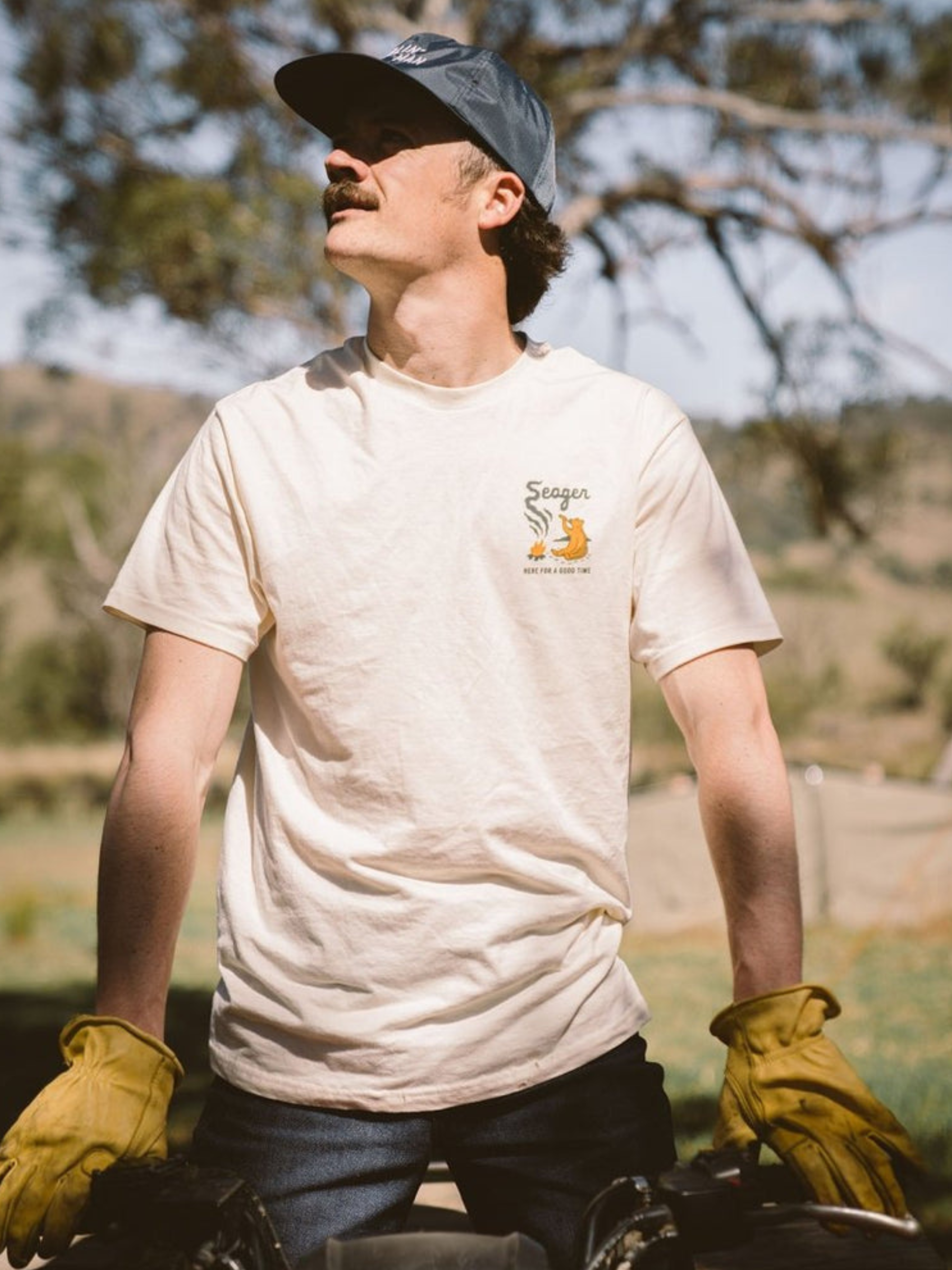 Seager Smokey Graphic T-Shirt Cream Tee Shirt for Men Spring Summer Men’s Back Graphic Shirt Seager Western Brand Athens GA Georgia Kempt Menswear Store Near Me