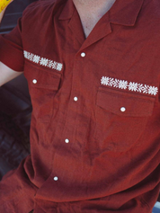 Seager Whippersnapper Short Sleeve Shirt Button Up Collared Men’s Top for Men Red Clay Rust Detail Tops for Guys Spring Summer Athens GA Georgia Kempt Menswear Store Near Me