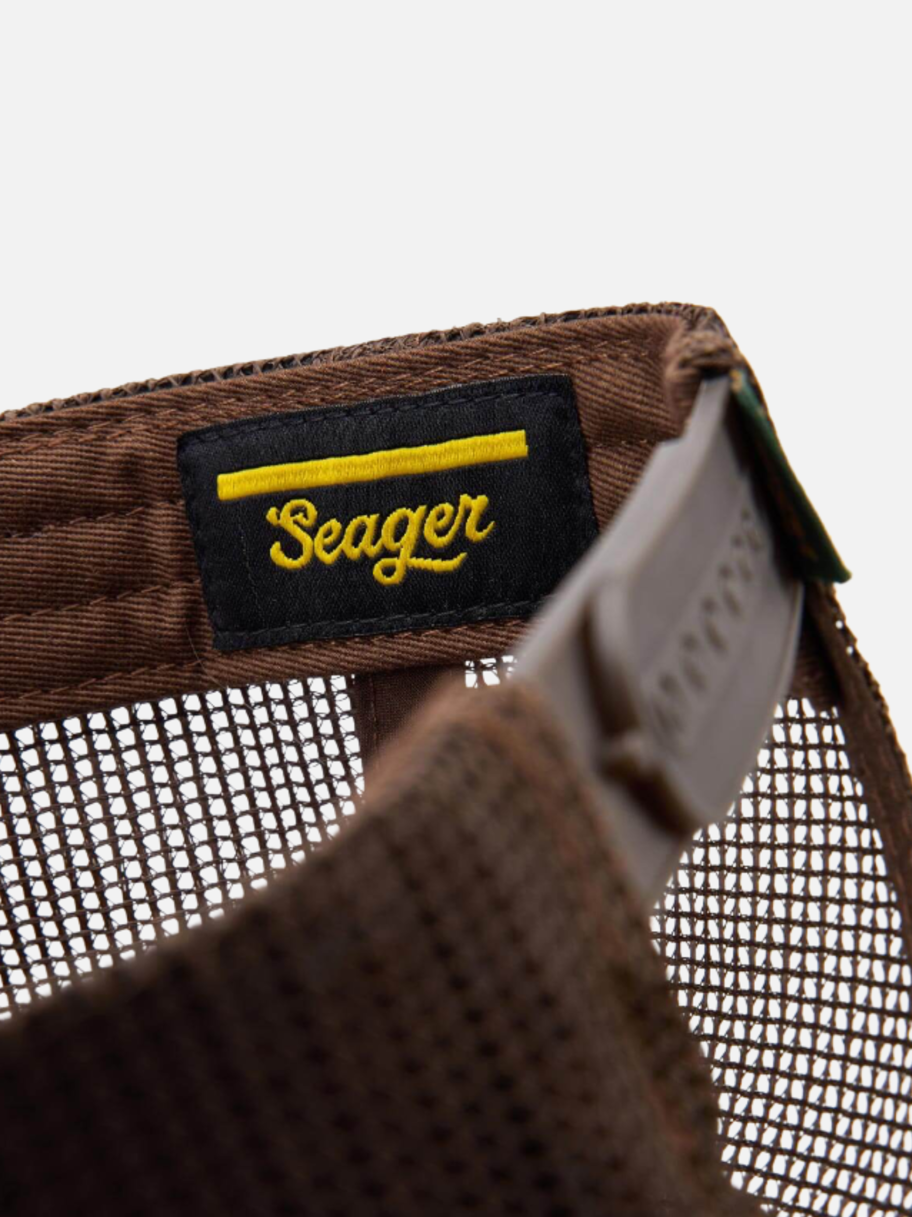 Seager Wilson Trucker Snapback Hat  Tan Waxed Canvas Cotton Mesh Back Hats for Men Seager Western Brand Athens GA Georgia Kempt Menswear Store Near Me