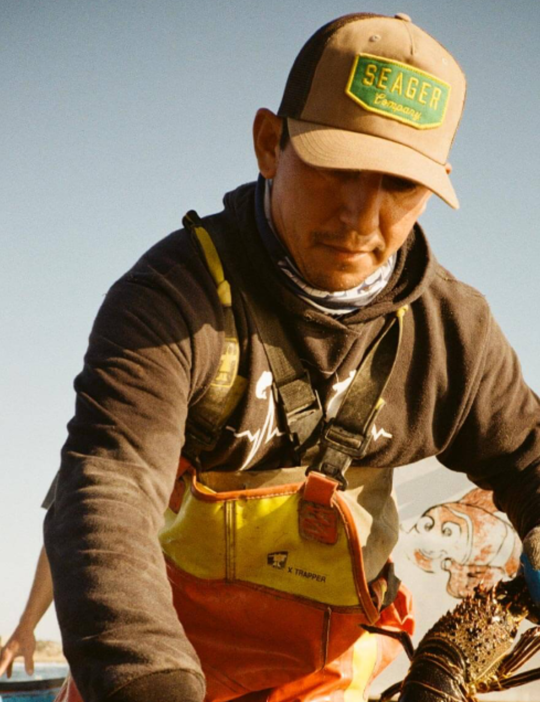 Seager Wilson Trucker Snapback Hat  Tan Waxed Canvas Cotton Mesh Back Hats for Men Seager Western Brand Athens GA Georgia Kempt Menswear Store Near Me