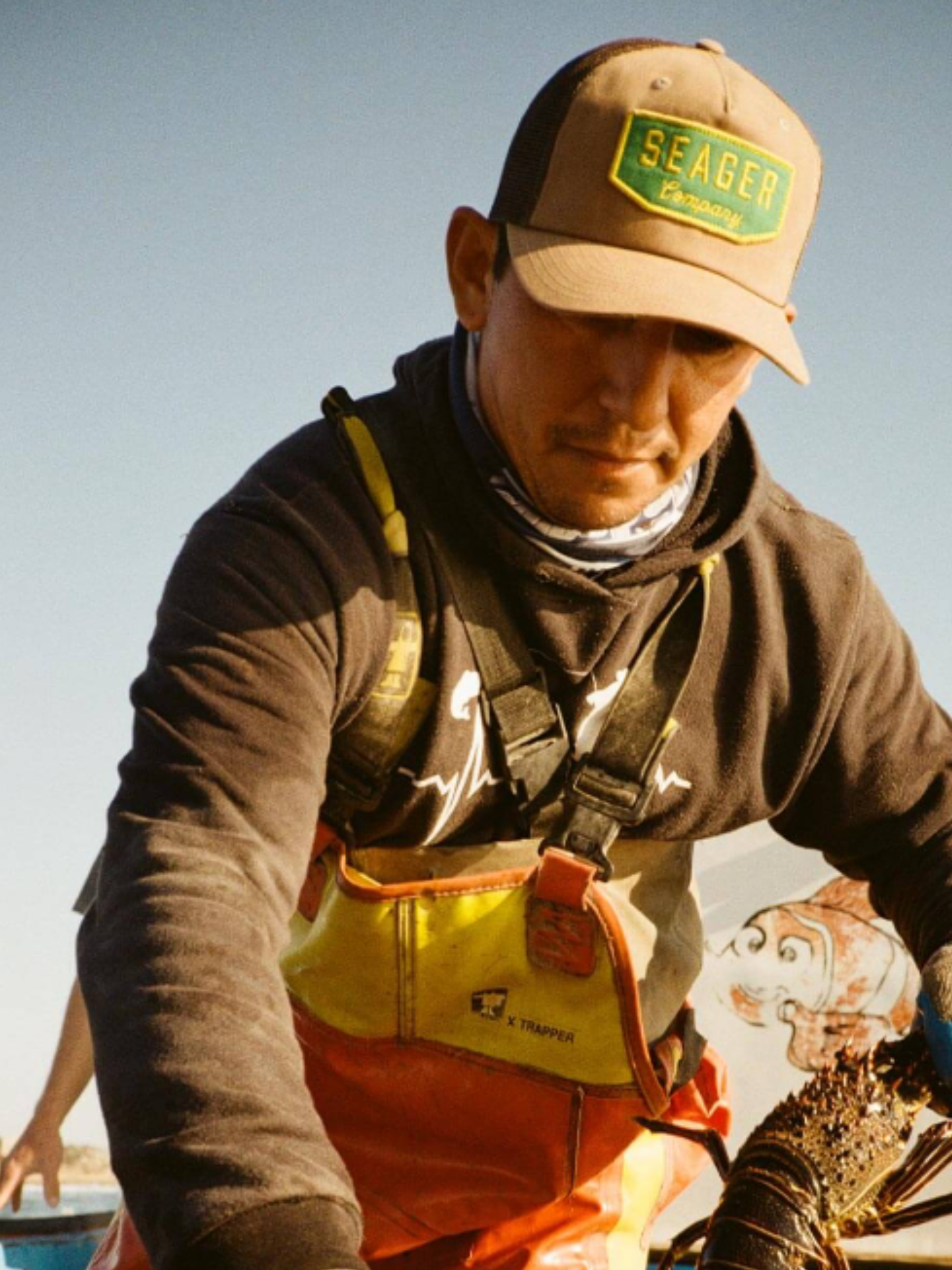 Seager Wilson Trucker Snapback Hat  Tan Waxed Canvas Cotton Mesh Back Hats for Men Seager Western Brand Athens GA Georgia Kempt Menswear Store Near Me