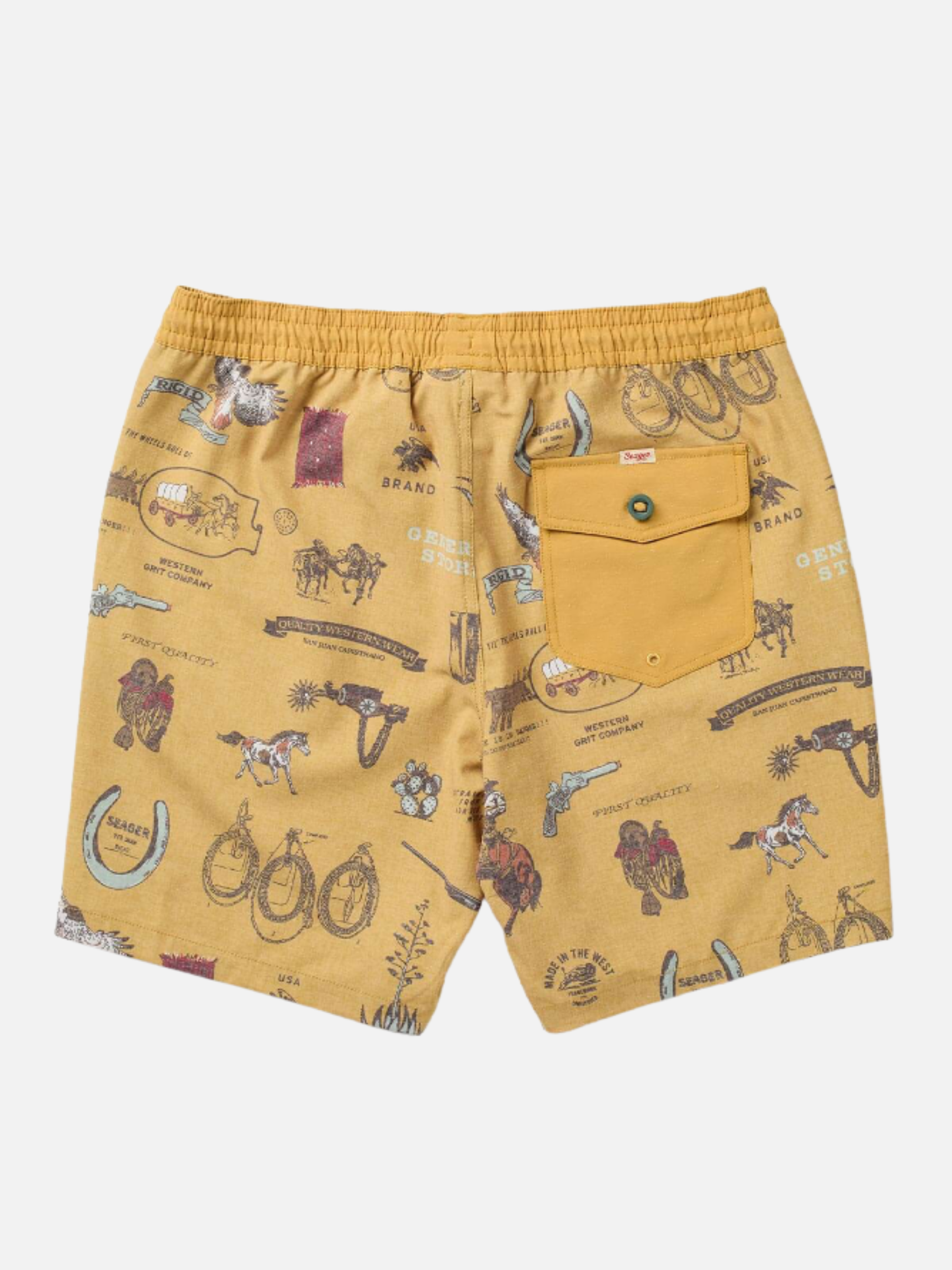 Seager Yuma Trunk Shorts Bronze Yellow All Over Pattern Western Cowboy Outdoor Swim Shorts for Men Men’s Bottoms Summer Vacation Outfits for Guys Athens GA Georgia Kempt Menswear Store Near Me