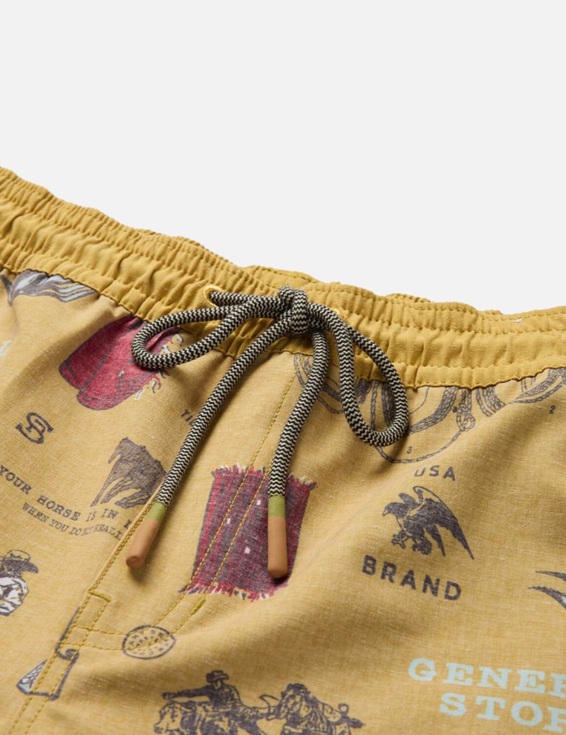 Seager Yuma Trunk Shorts Bronze Yellow All Over Pattern Western Cowboy Outdoor Swim Shorts for Men Men’s Bottoms Summer Vacation Outfits for Guys Athens GA Georgia Kempt Menswear Store Near Me