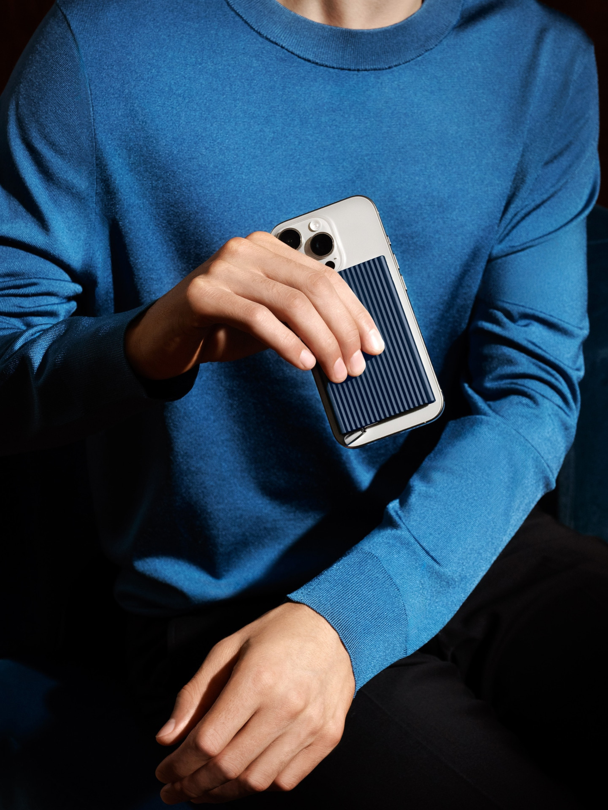 Secrid Cardprotector Fluted for Magsafe Card Holder Navy Blue Men’s Wallets for Men Accessories Gifts for Guys Athens Menswear Store Near Me