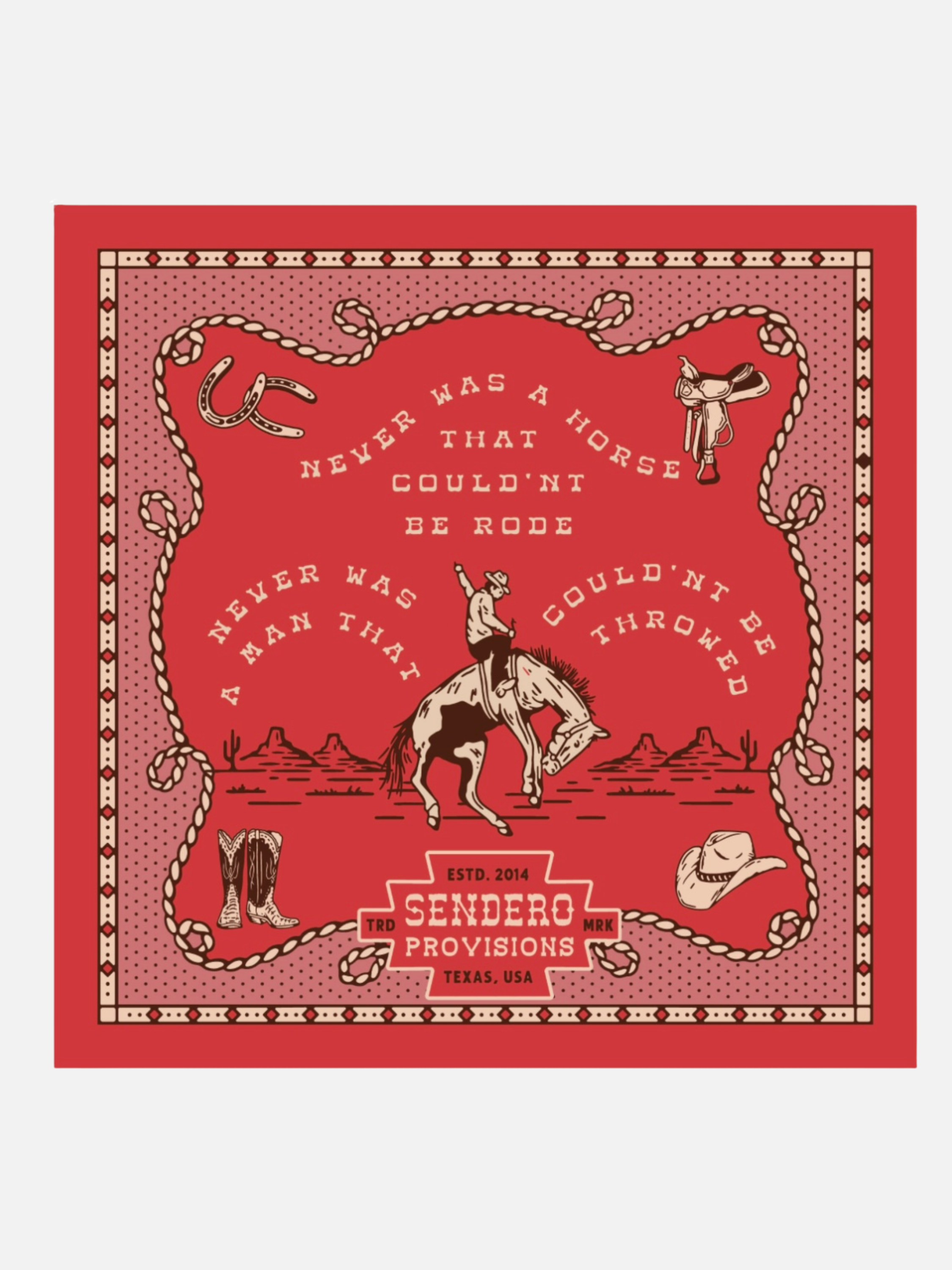 Sendero Provisions Never Was A Horse Bandana Red Accessories Gifts for Men Unisex Accessory Athens GA Georgia Kempt Menswear Store Near Me