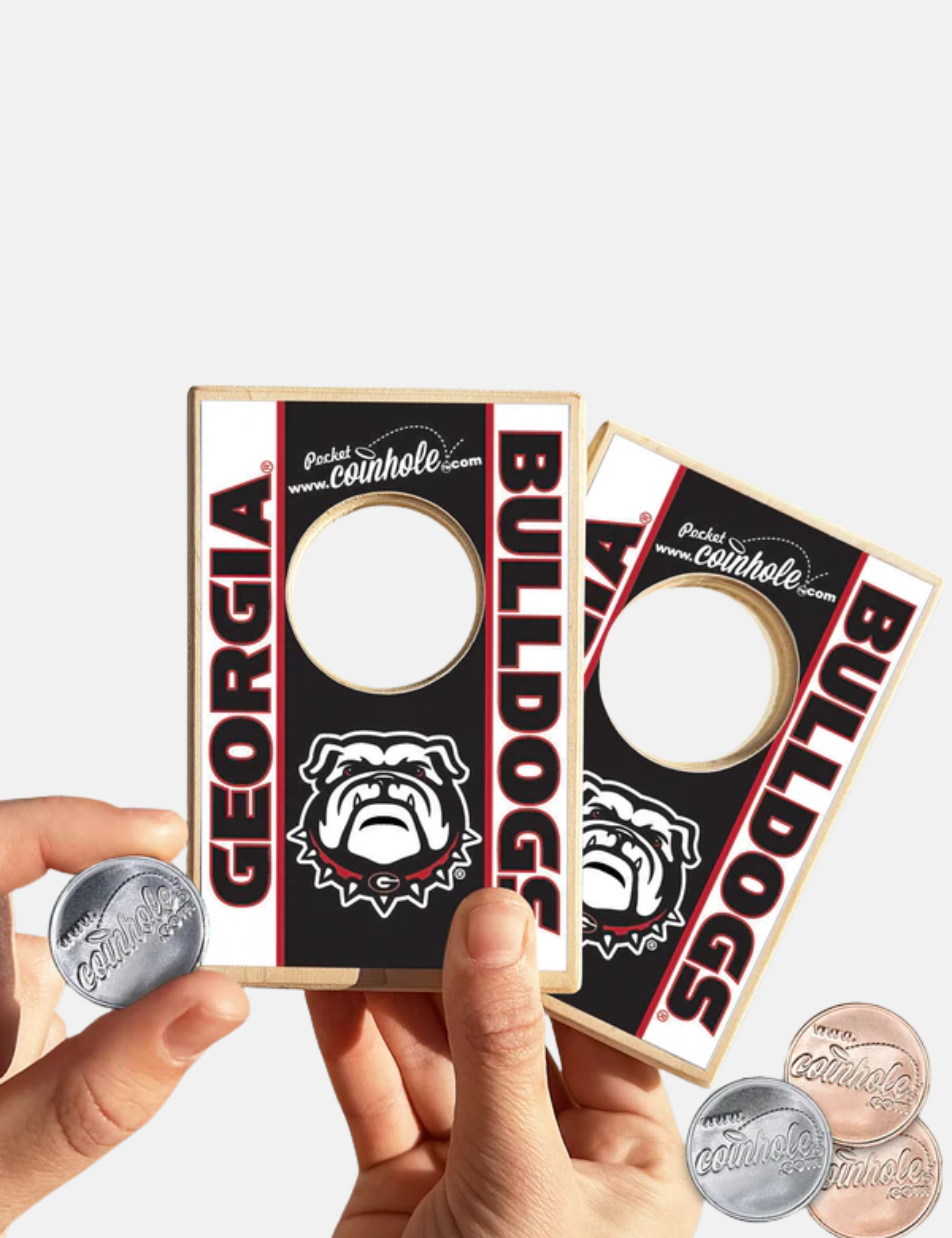 University of Georgia UGA Bulldog Pocket Coinhole Tabletop Tailgate Miniature Family Boardgame Gift For Husband Friends Dad Boyfriend Student Athens GA Georgia Kempt Menswear Store Near Me