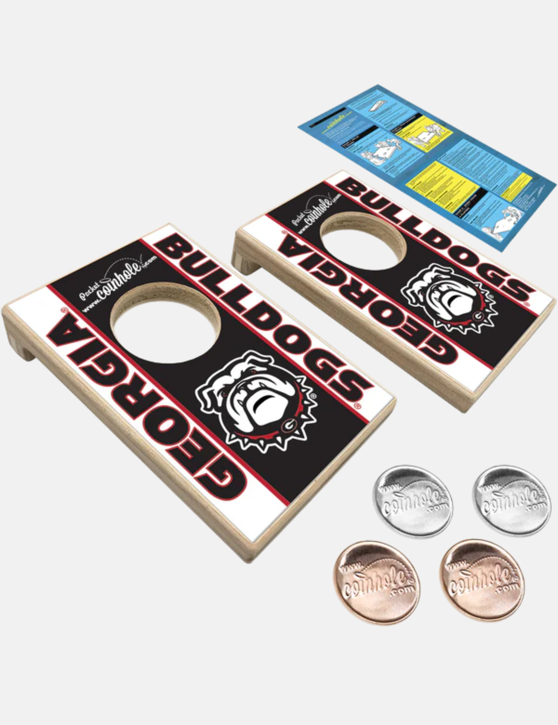University of Georgia UGA Bulldog Pocket Coinhole Tabletop Tailgate Miniature Family Boardgame Gift For Husband Friends Dad Boyfriend Student Athens GA Georgia Kempt Menswear Store Near Me