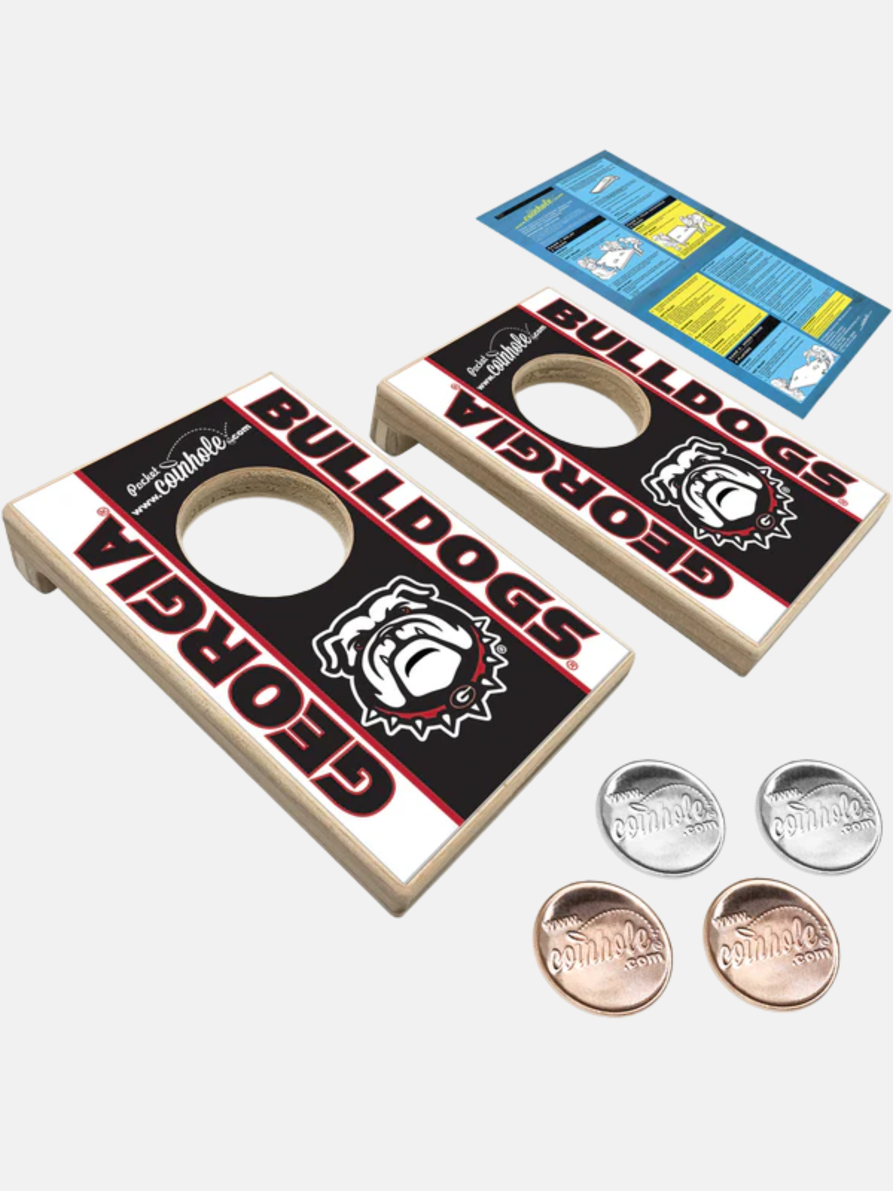 University of Georgia UGA Bulldog Pocket Coinhole Tabletop Tailgate Miniature Family Boardgame Gift For Husband Friends Dad Boyfriend Student Athens GA Georgia Kempt Menswear Store Near Me
