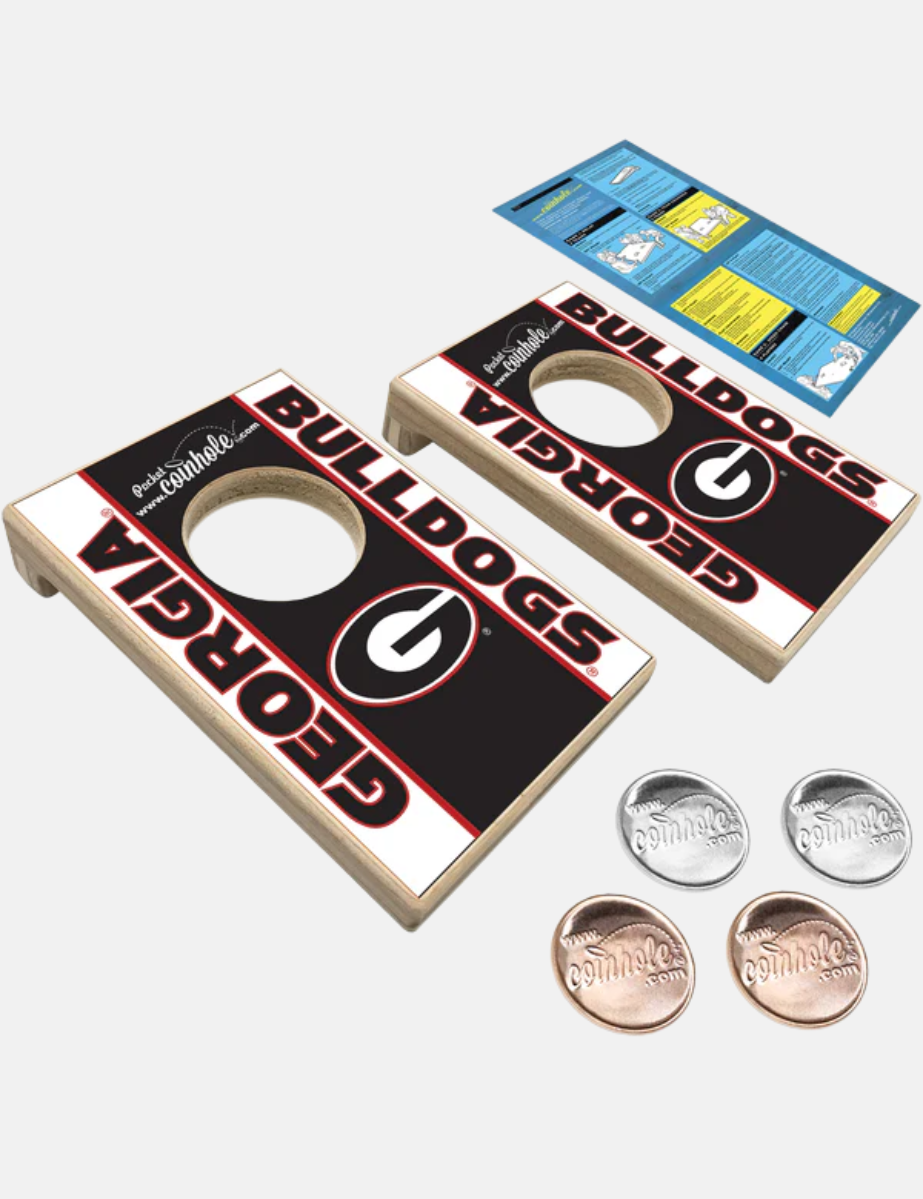 University of Georgia UGA Pocket Coinhole Tabletop Tailgate Miniature Family Boardgame Gift For Husband Friends Dad Boyfriend Student Athens GA Georgia Kempt Menswear Store Near Me