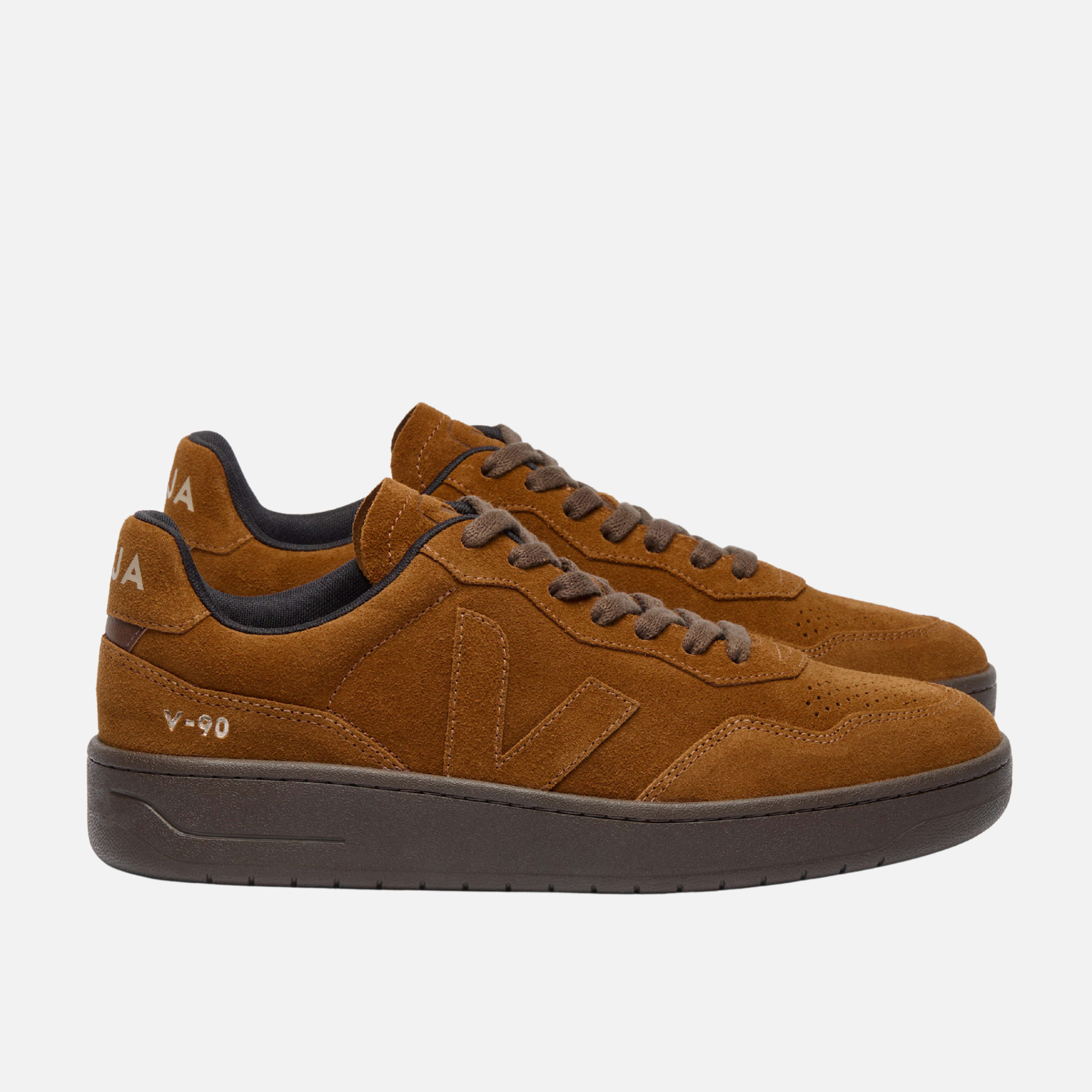 Veja V-90 Suede Sneaker Full Cognac Eagle Brown Dark Sole Fall Winter Men’s Women’s Shoes for Men Women Shoe Athens GA Georgia Kempt Menswear Store Near Me