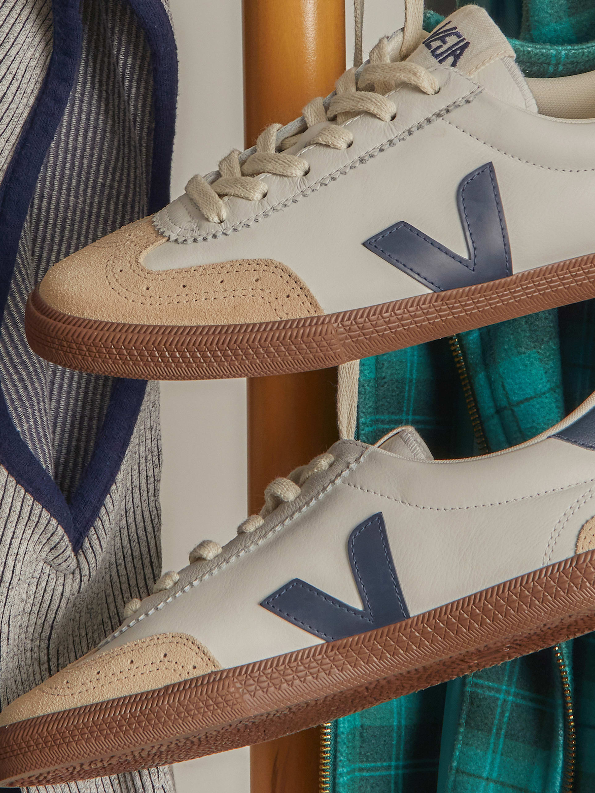 Veja Shoes Volley Leather Sneaker Men’s Footwear for Men White Nautico Bark Athens GA Georgia Kempt Menswear Store Near Me