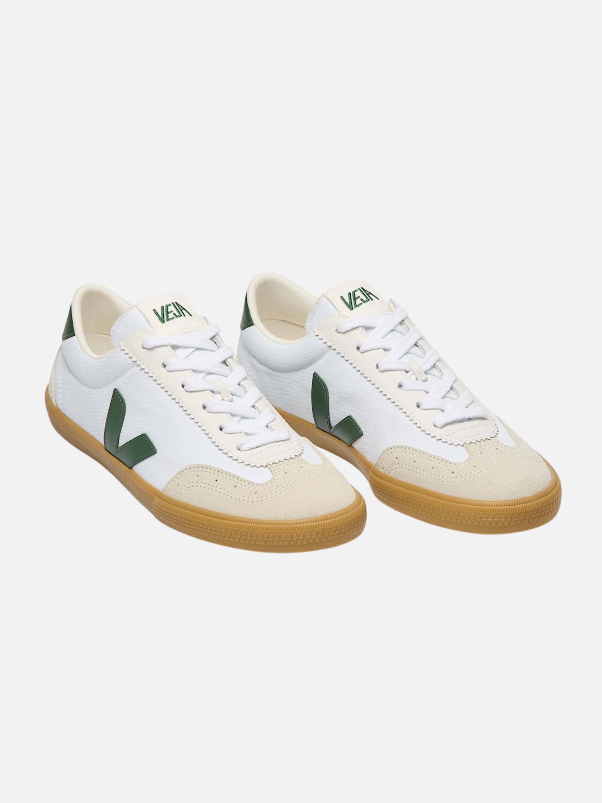 Veja Volley Canvas Cotton White Cyprus Green Natural Gum Sole Men’s Sneakers Shoes for Men Guys Footwear Comfortable Sneakers Athens GA Georgia Kempt Menswear Store Near Me