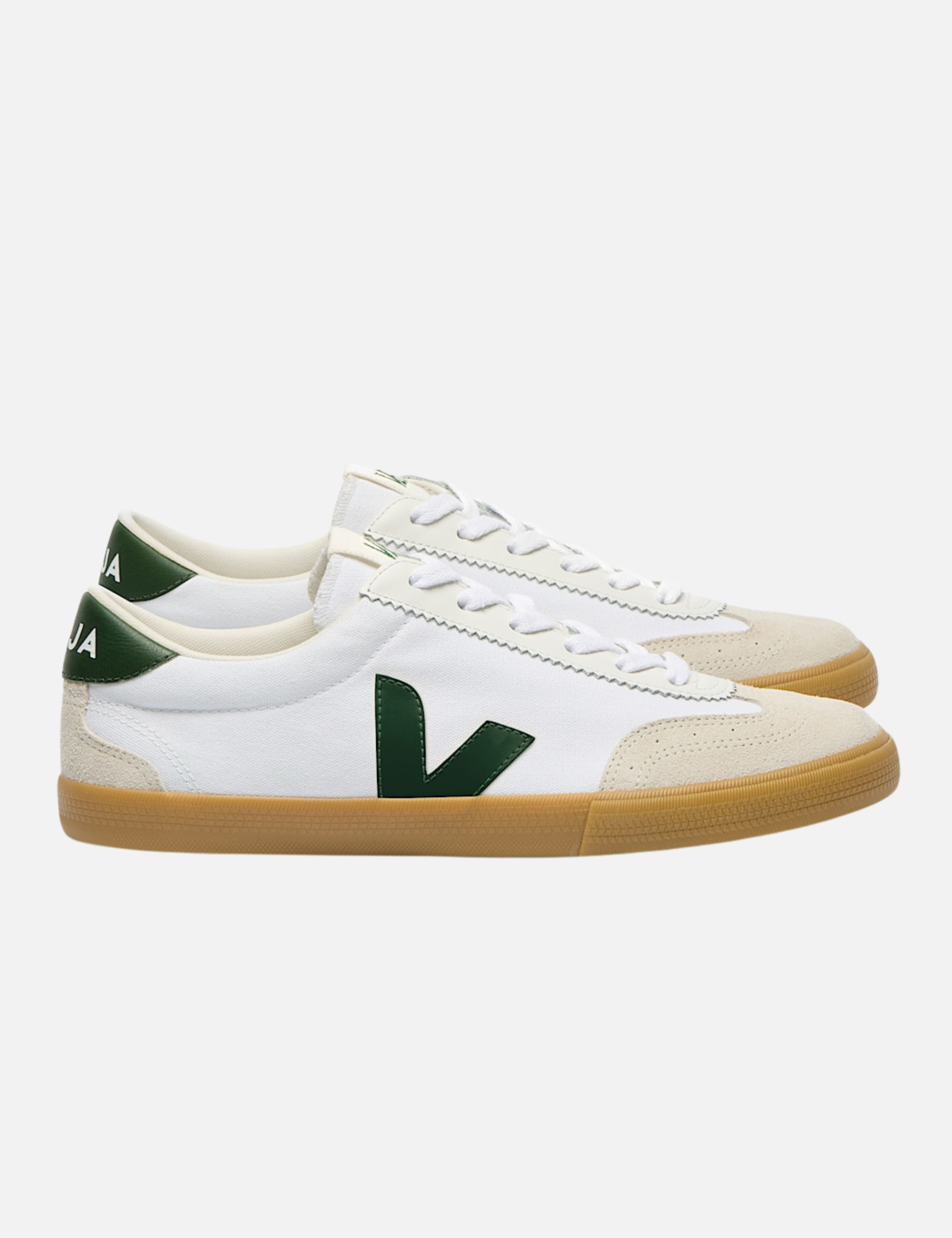 Veja Volley Canvas Cotton White Cyprus Green Natural Gum Sole Men’s Sneakers Shoes for Men Guys Footwear Comfortable Sneakers Athens GA Georgia Kempt Menswear Store Near Me
